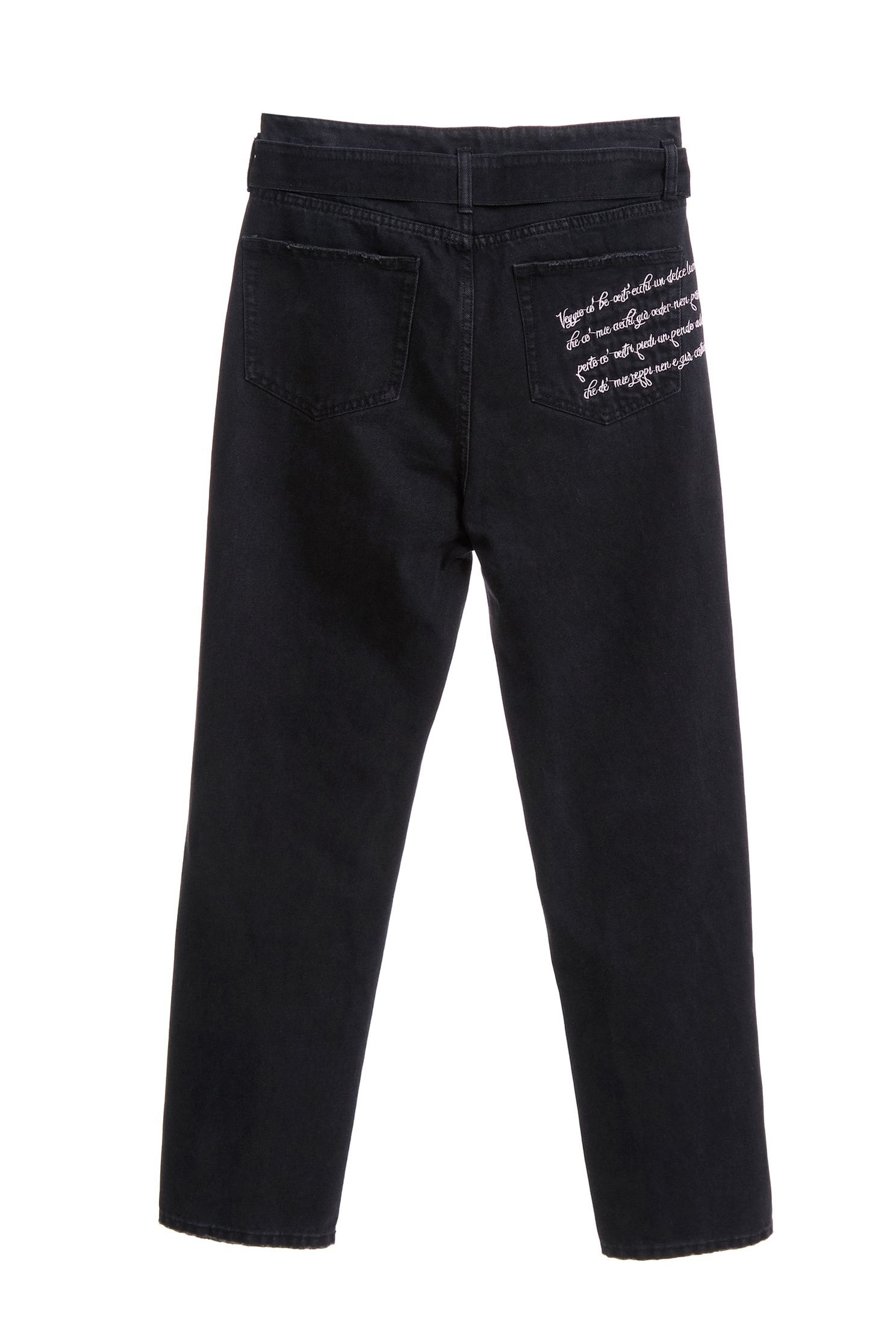 Back pocket embroidered with strap denim trousers,Tanning,embroidery,cowboy,Jeans,Women's denim trousers,embroidered,長褲,Black jeans,Black trousers