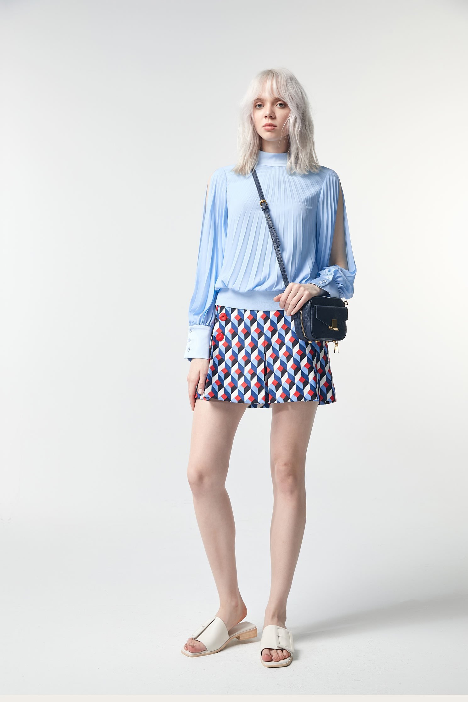 Geometric print skirt,miniskirt,culottes