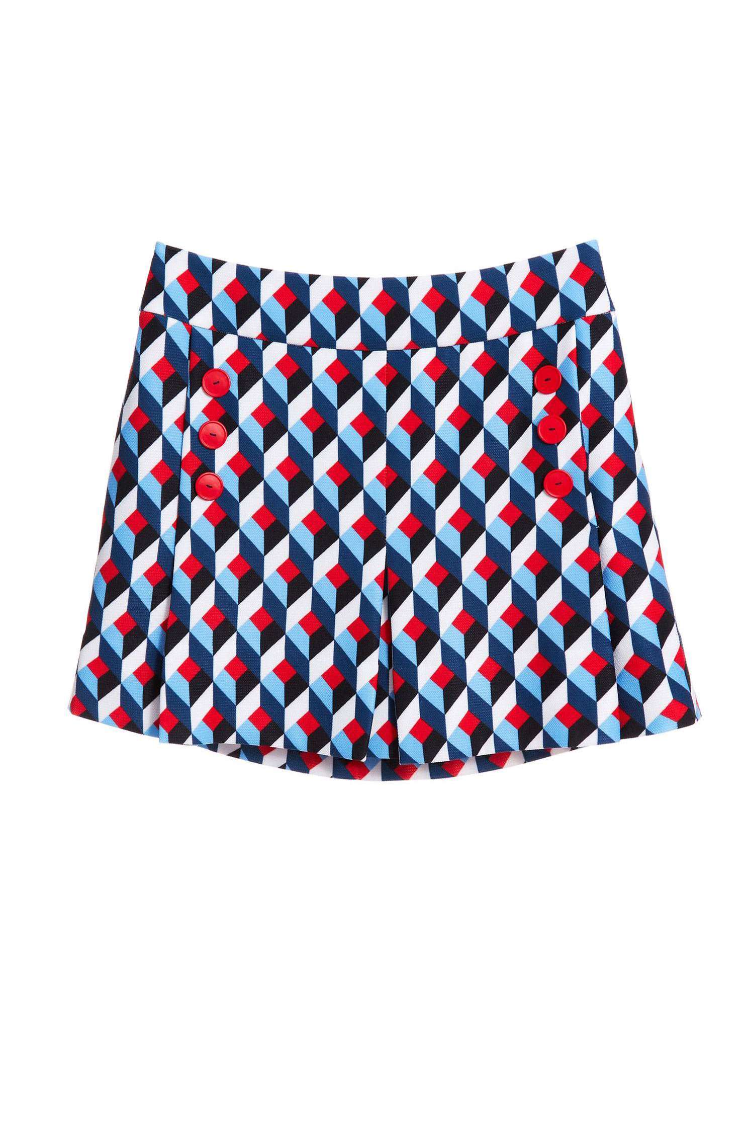 Geometric print skirt,miniskirt,culottes