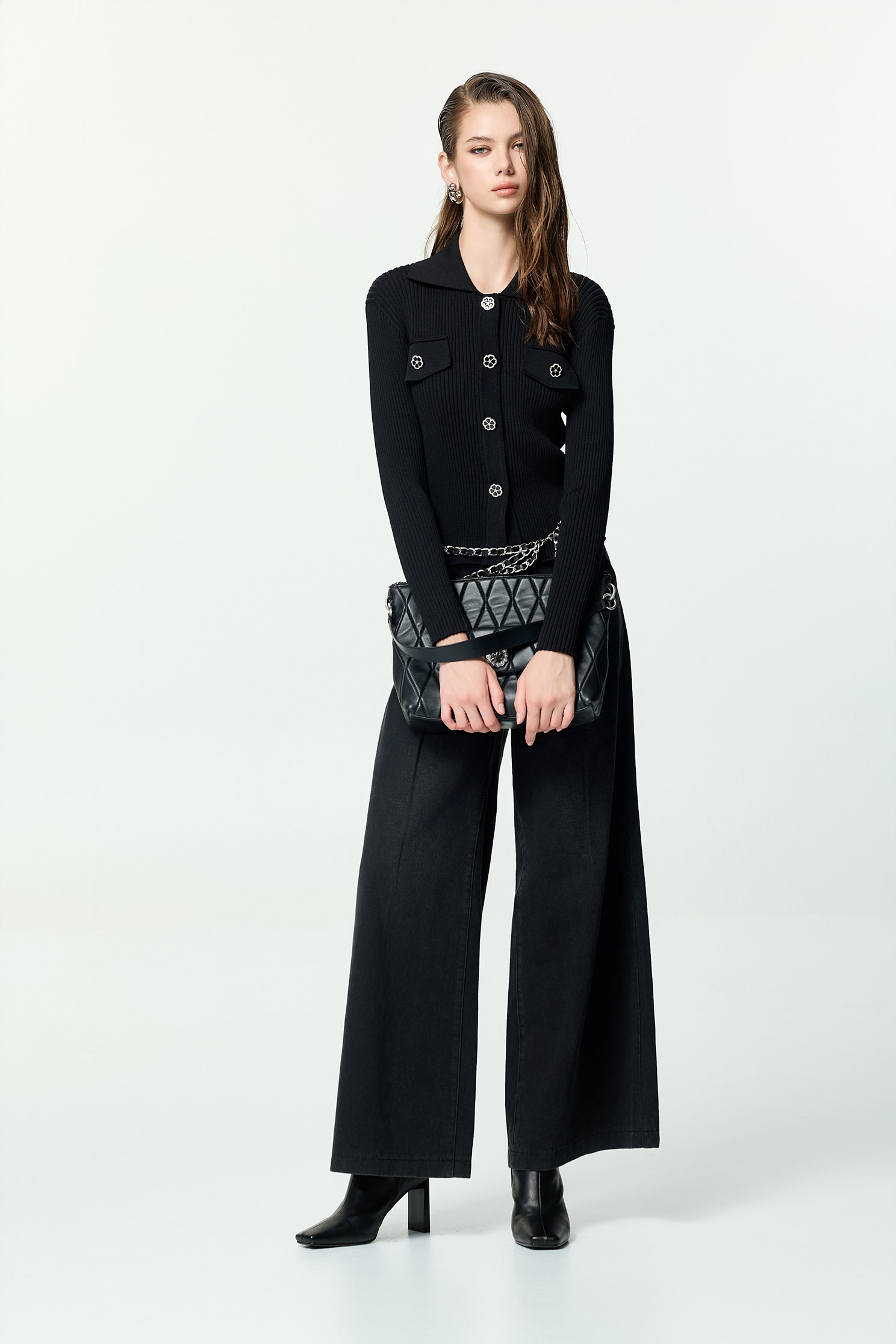 刷色牛仔打褶大寬褲刷色牛仔打褶大寬褲,上班OL穿搭,丹寧,寬褲,牛仔,牛仔褲,秋冬穿搭,褲子,黑色褲子