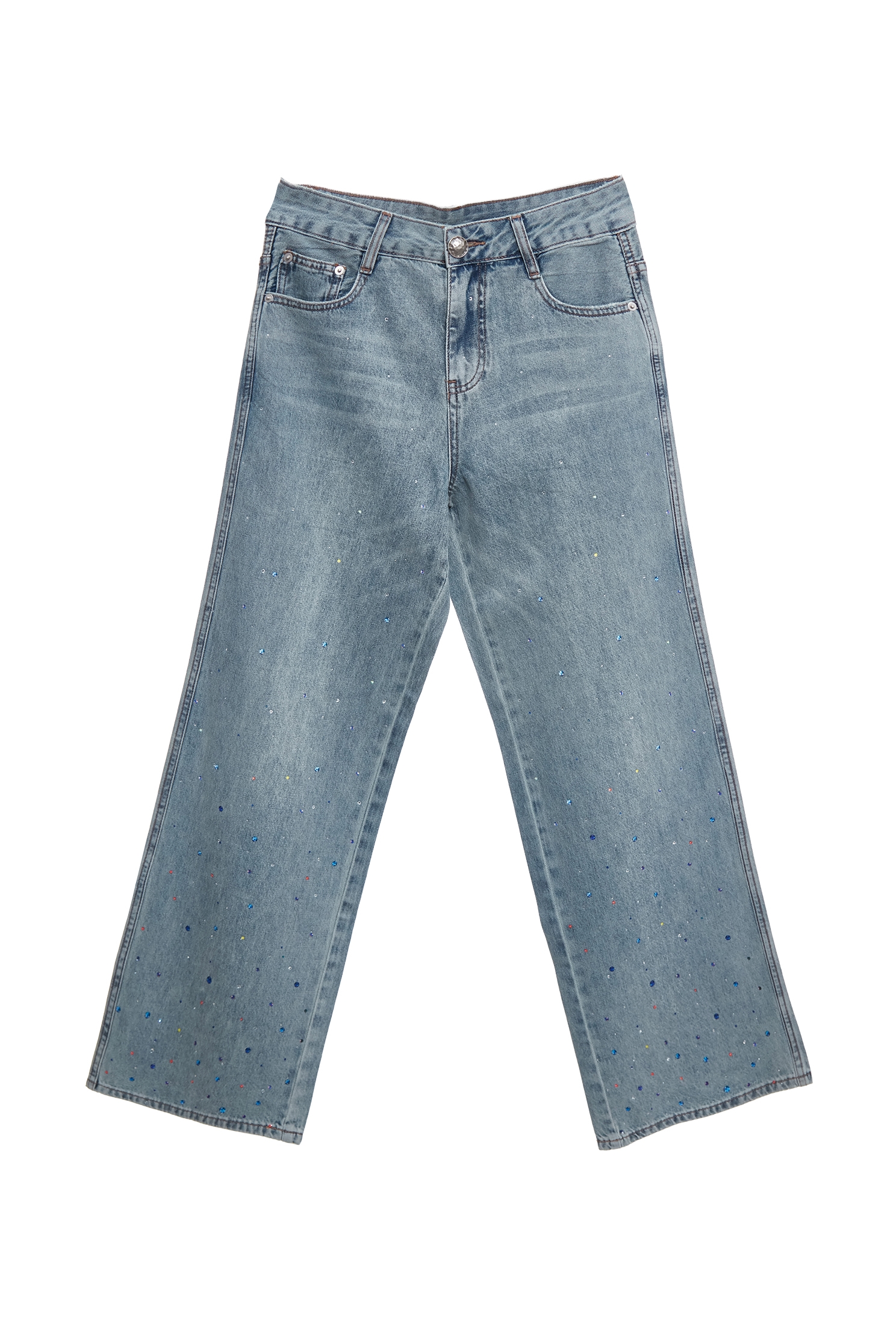 閃光五彩點點牛仔寬褲閃光五彩點點牛仔寬褲,上班OL穿搭,丹寧,喇叭褲,寬褲,牛仔,牛仔褲,秋冬穿搭,約會特輯,褲子