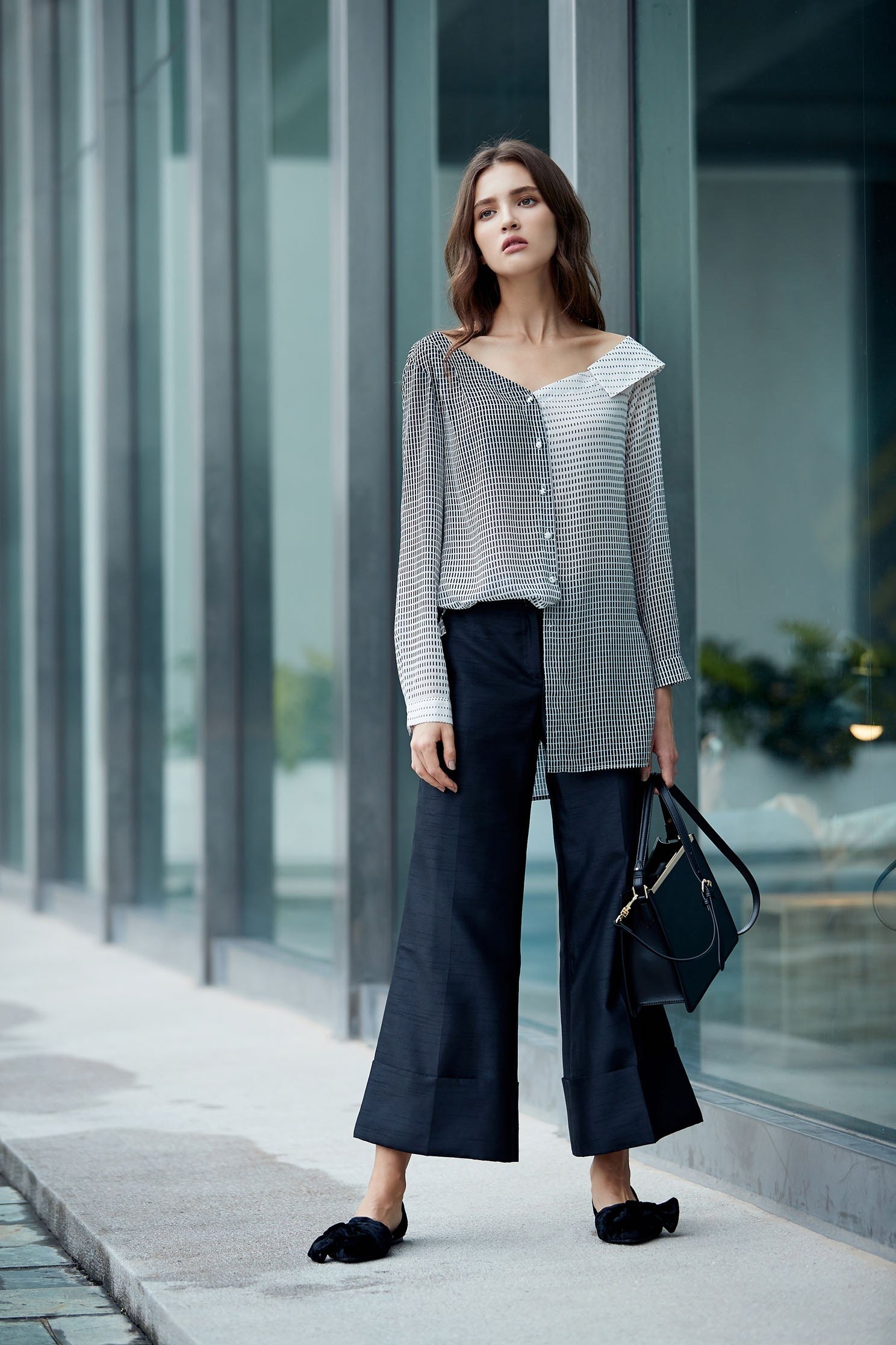 Satin reflexive fashion long pants,culottespants,pants,trousers,pants,wasthin,blacktrousers