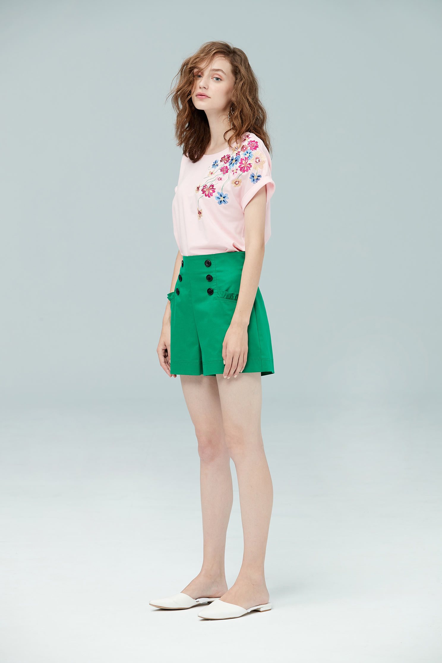 Double-breasted design shorts,Shorts,Pants,Thin pants