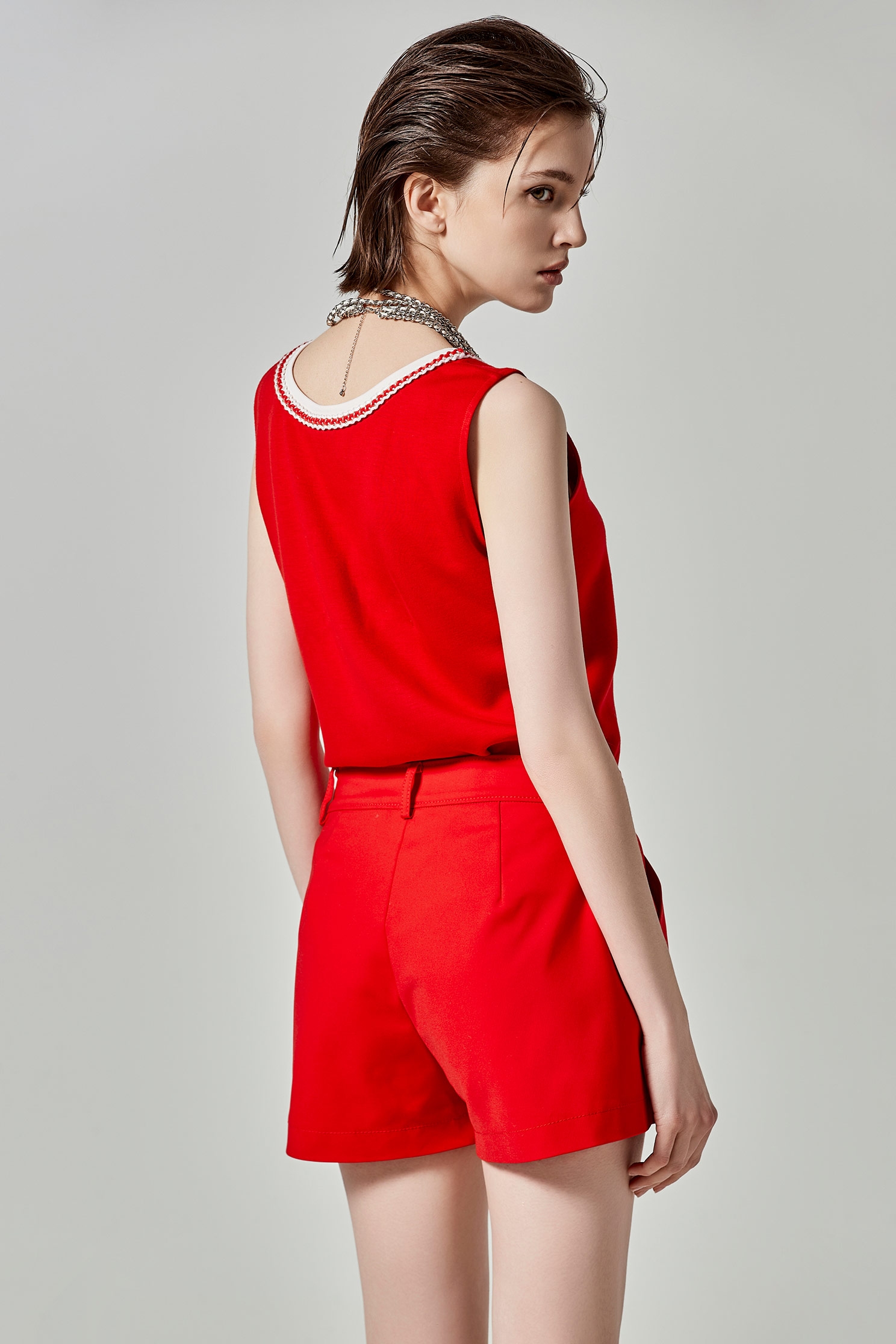 鮮辣椒紅愛心鉤釦短褲鮮辣椒紅愛心鉤釦短褲,春夏穿搭,短褲,褲子