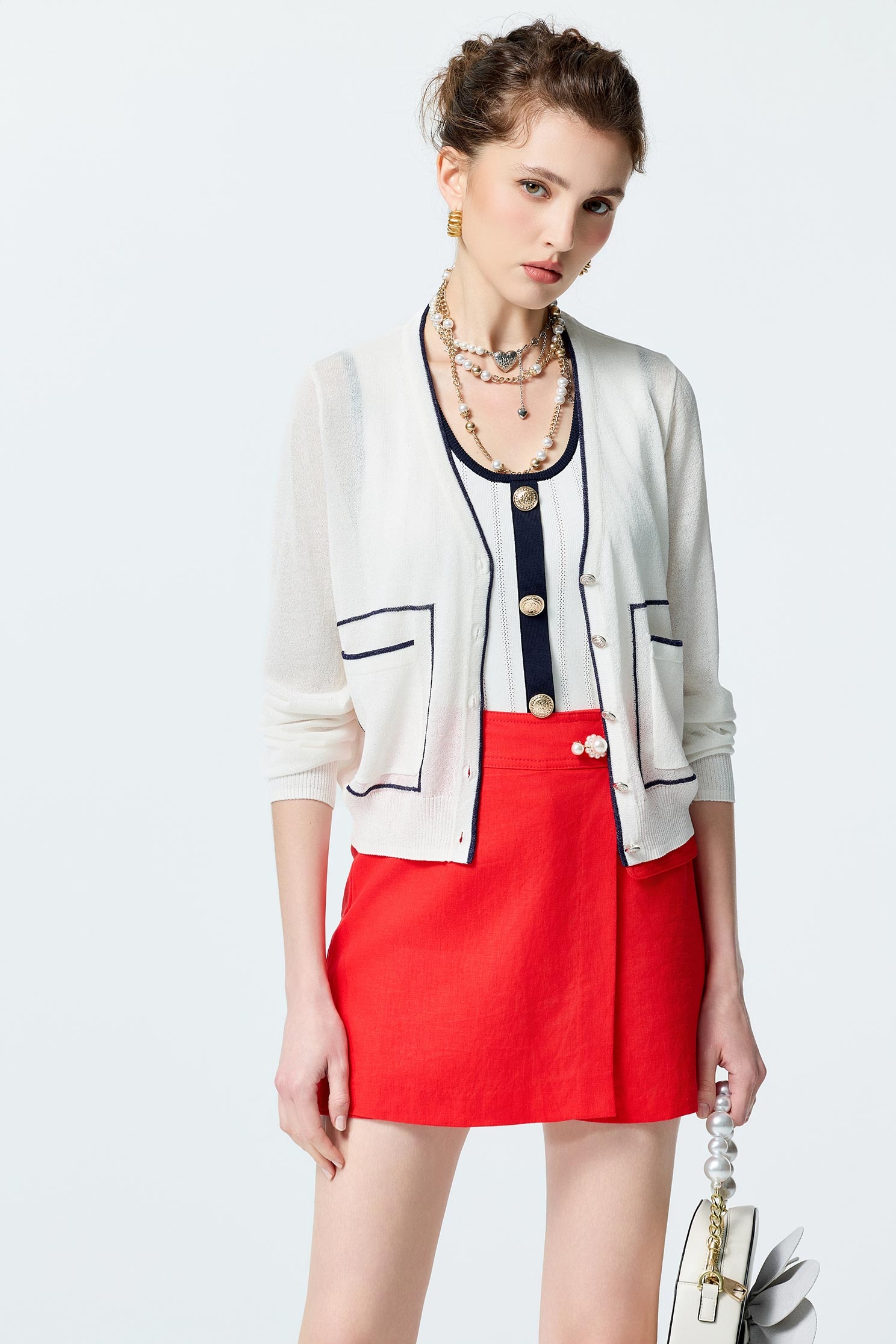 櫻桃番茄色短褲裙櫻桃番茄色短褲裙,春夏穿搭,珍珠,褲子,褲裙