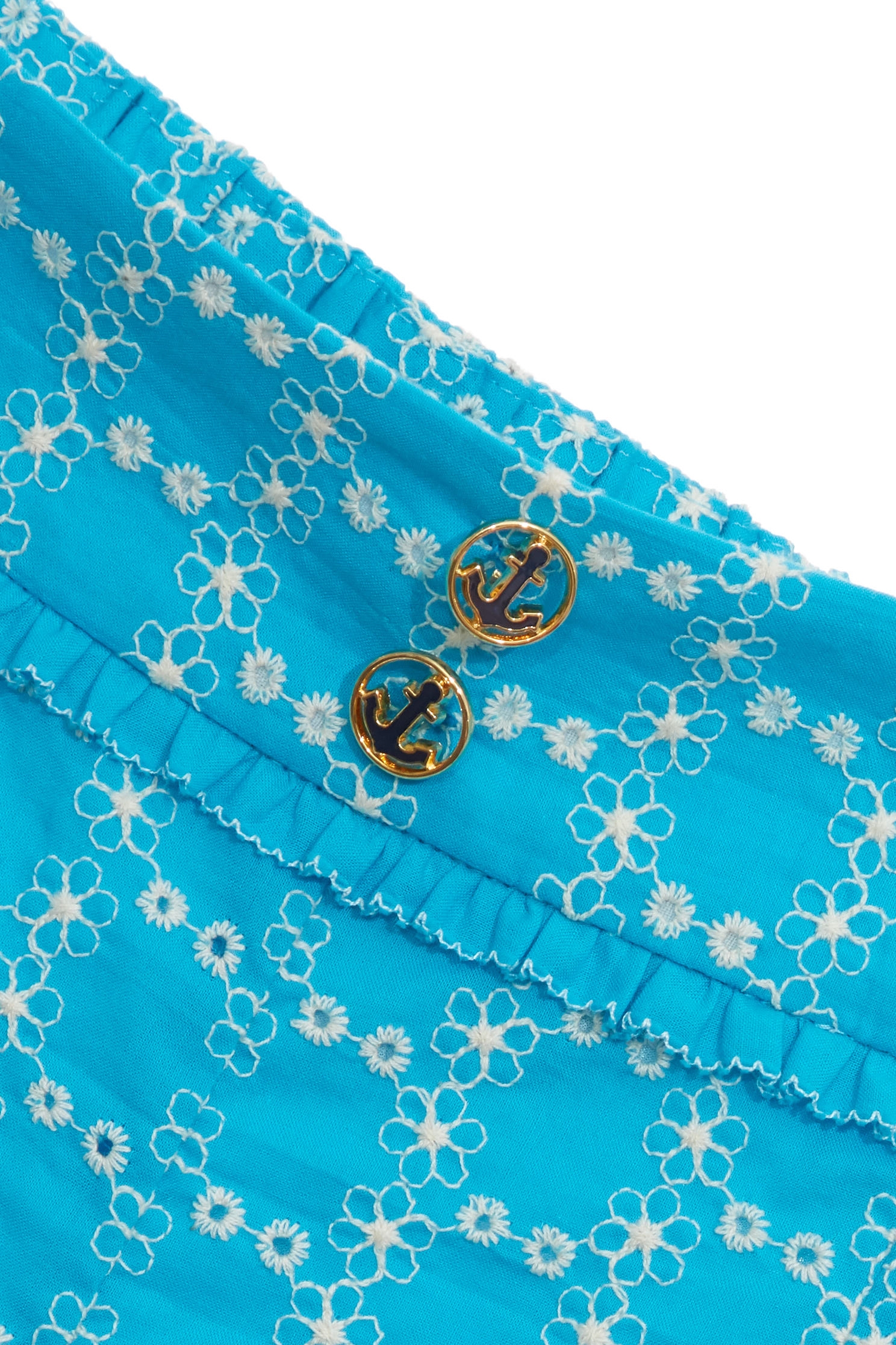 水生藍刺繡短褲水生藍刺繡短褲,刺繡,春夏穿搭,短褲,荷葉