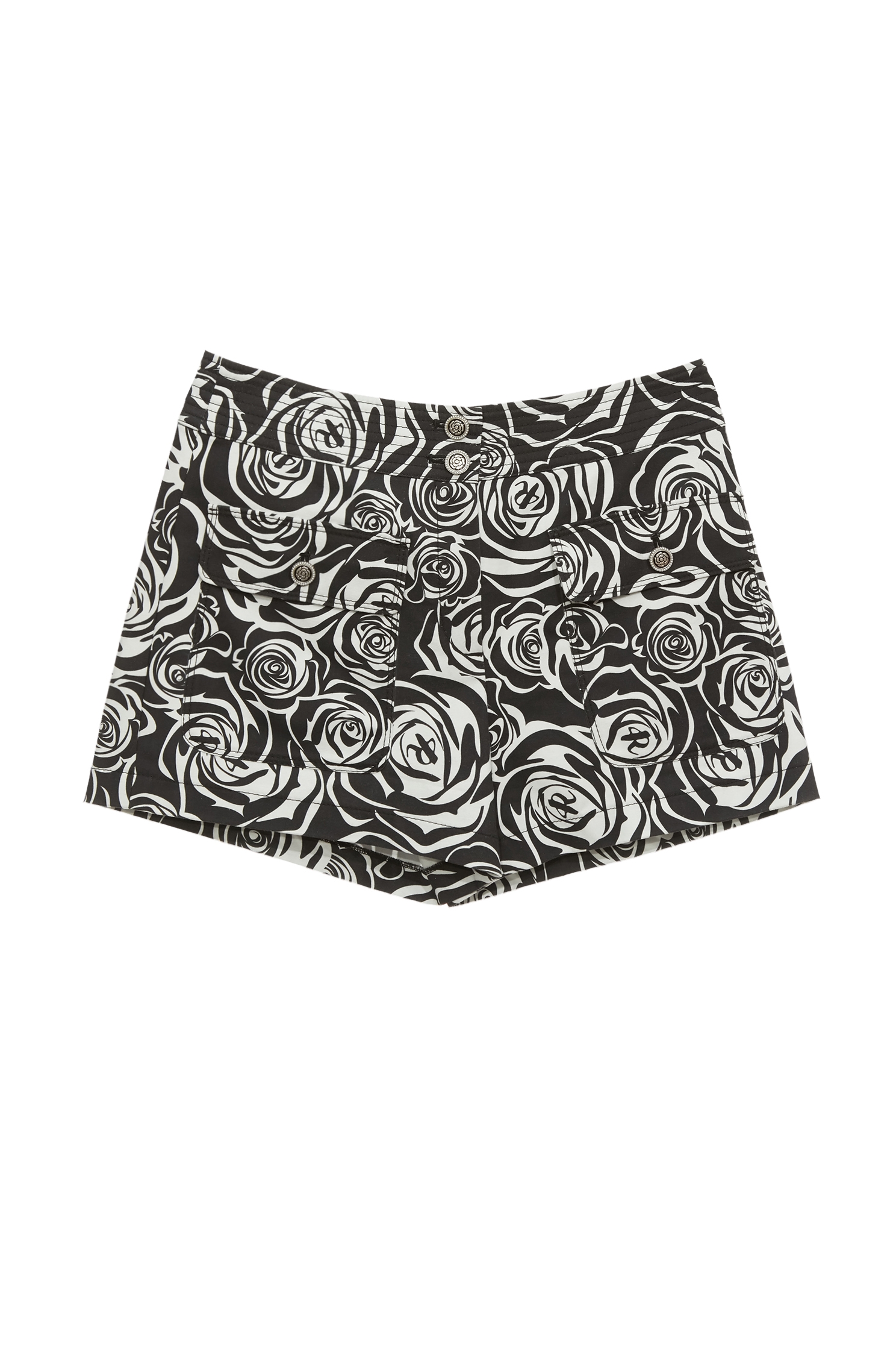 R字黑白玫瑰花短褲R字黑白玫瑰花短褲,春夏穿搭,珍珠,短褲,花花世界