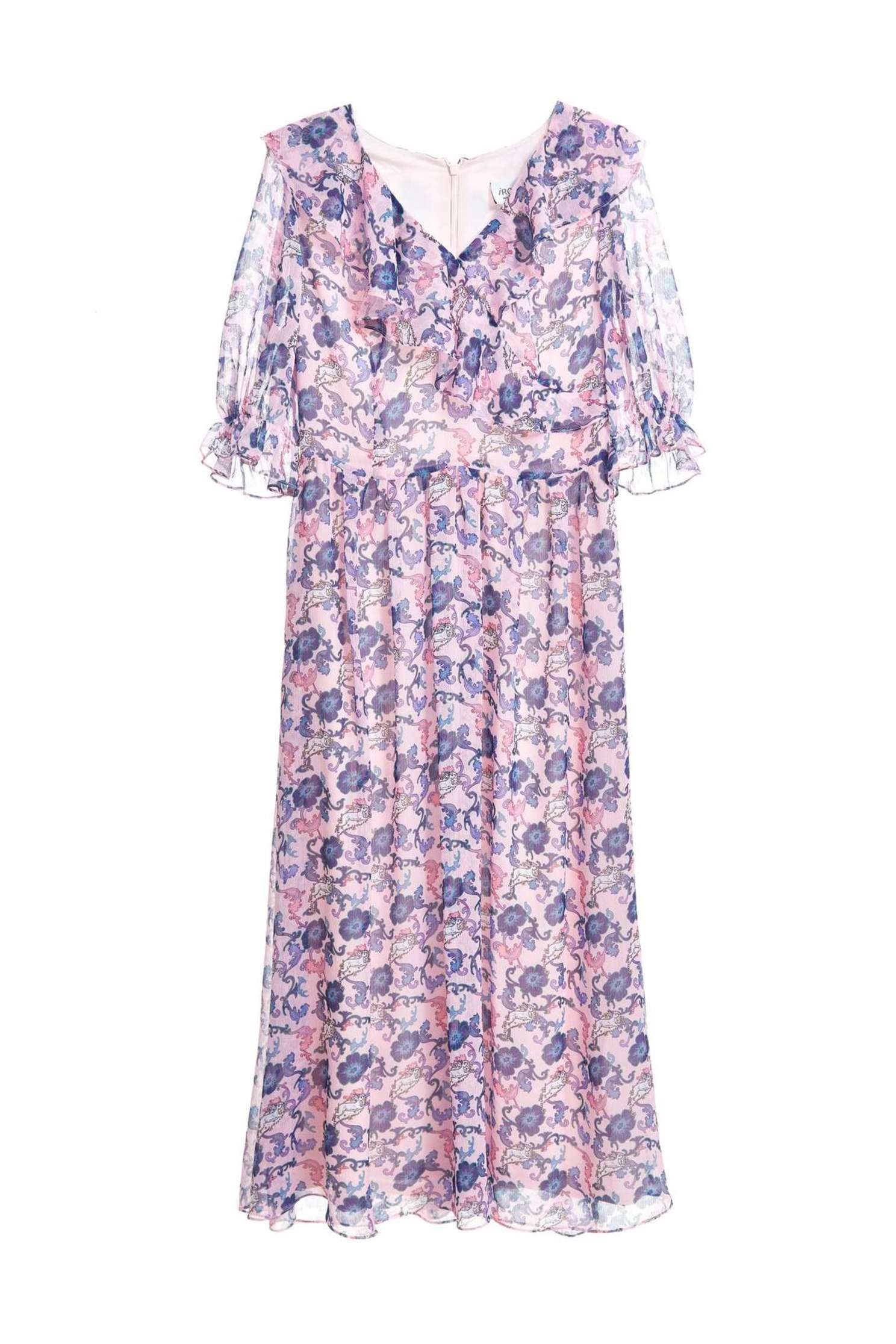 Romantic flower V-neck woman fashion dress,v-neckdress,printeddress,cocktaildress,shortsleevedress,chiffon,chiffondress
