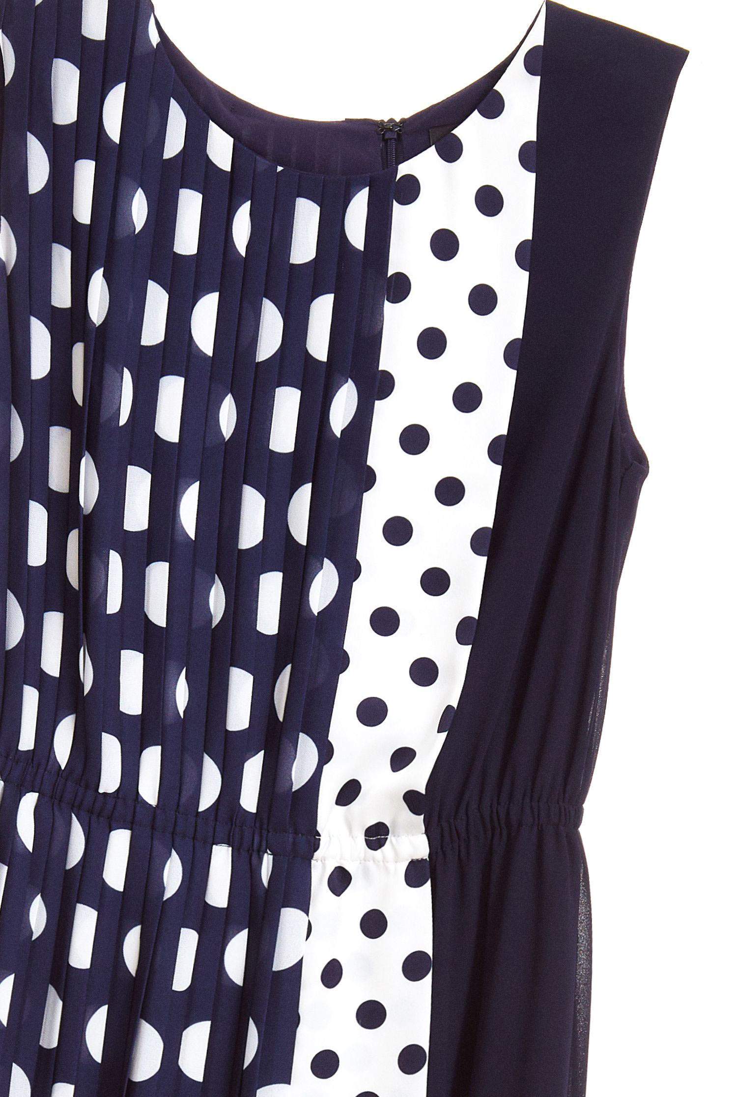 Stitching dot classic design dress,u-neckdress,dress,sleevelessdress