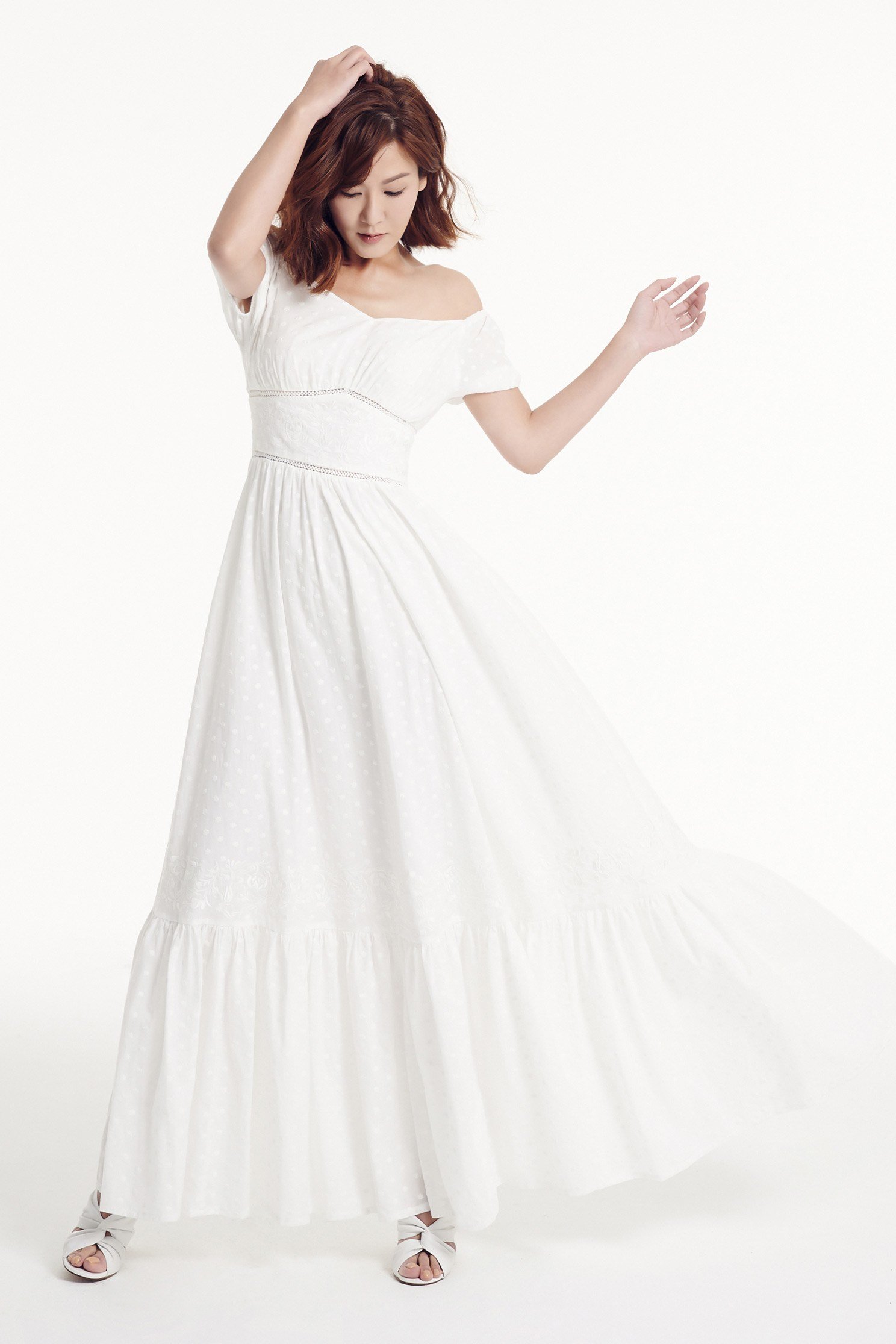 JACQUARD ruffle DRESS,dress,onlinelimitededition,longdress