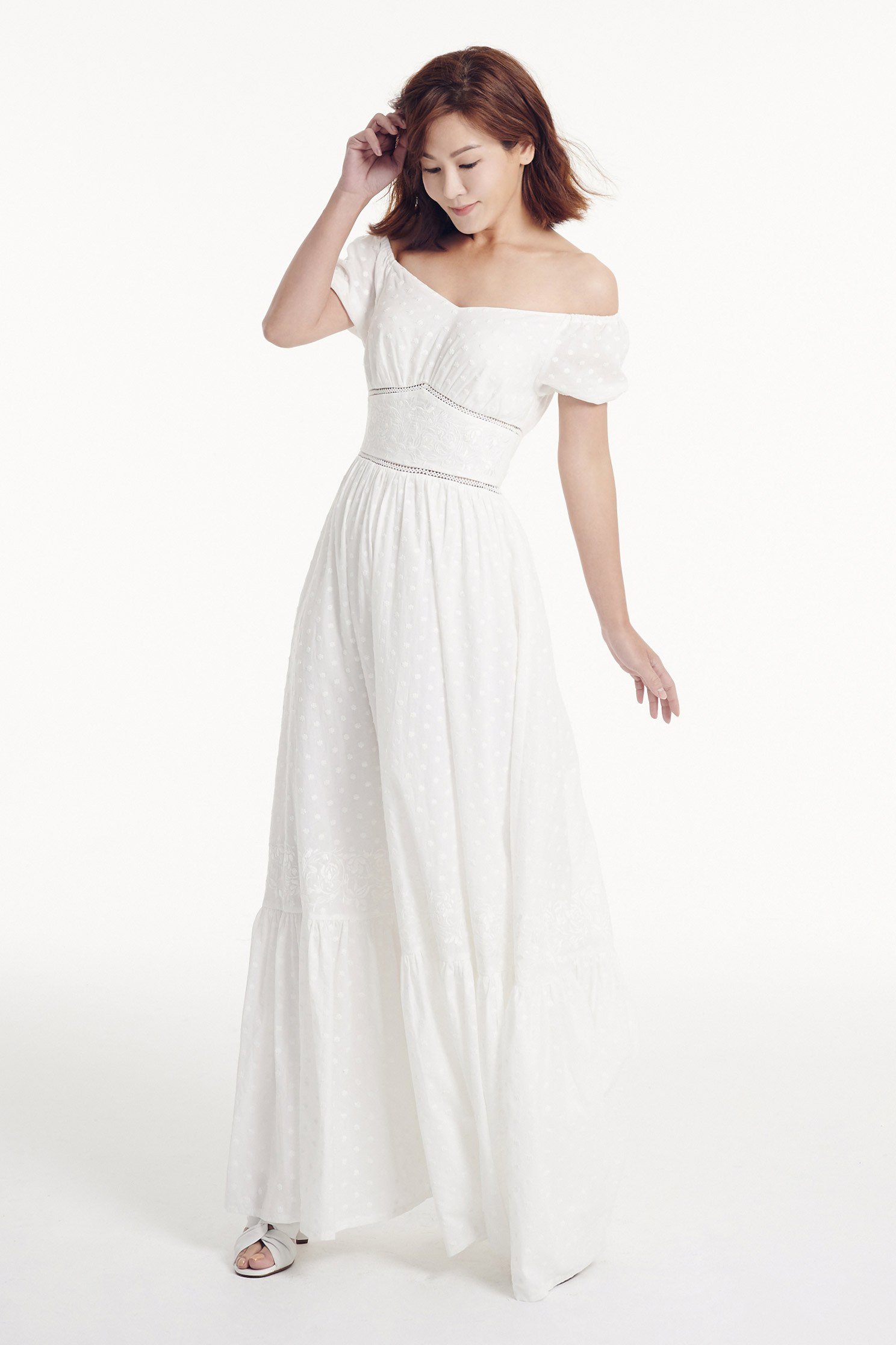 JACQUARD ruffle DRESS,dress,onlinelimitededition,longdress