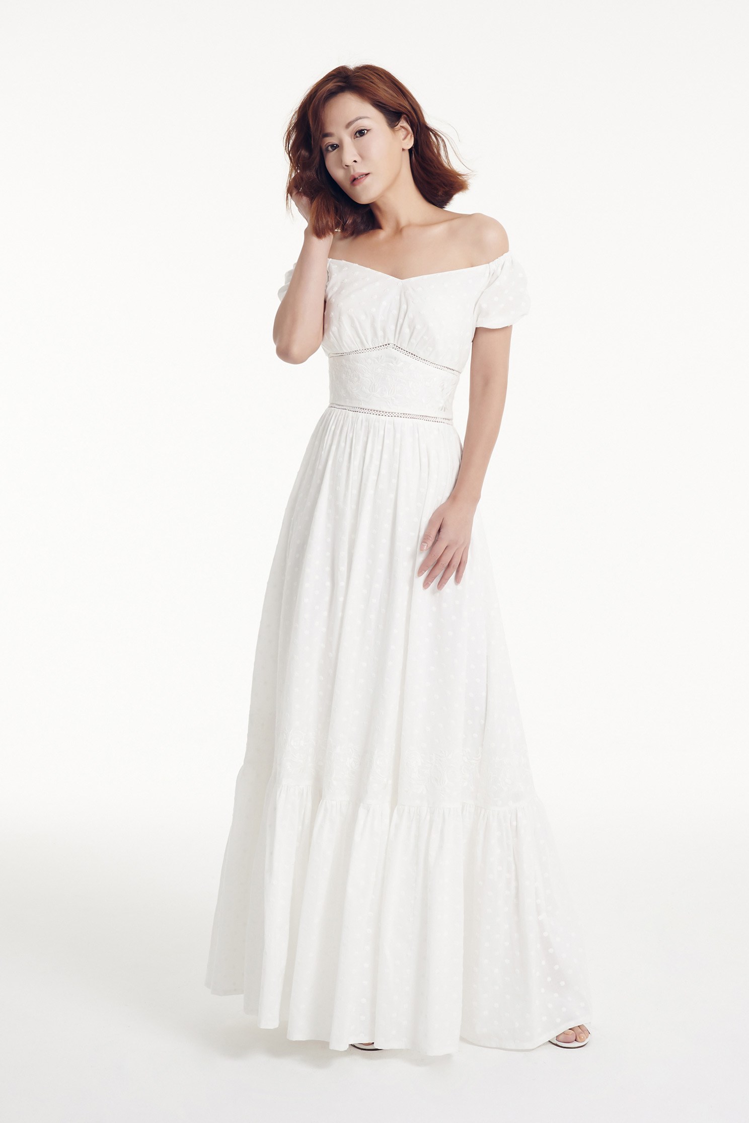JACQUARD ruffle DRESS,dress,onlinelimitededition,longdress