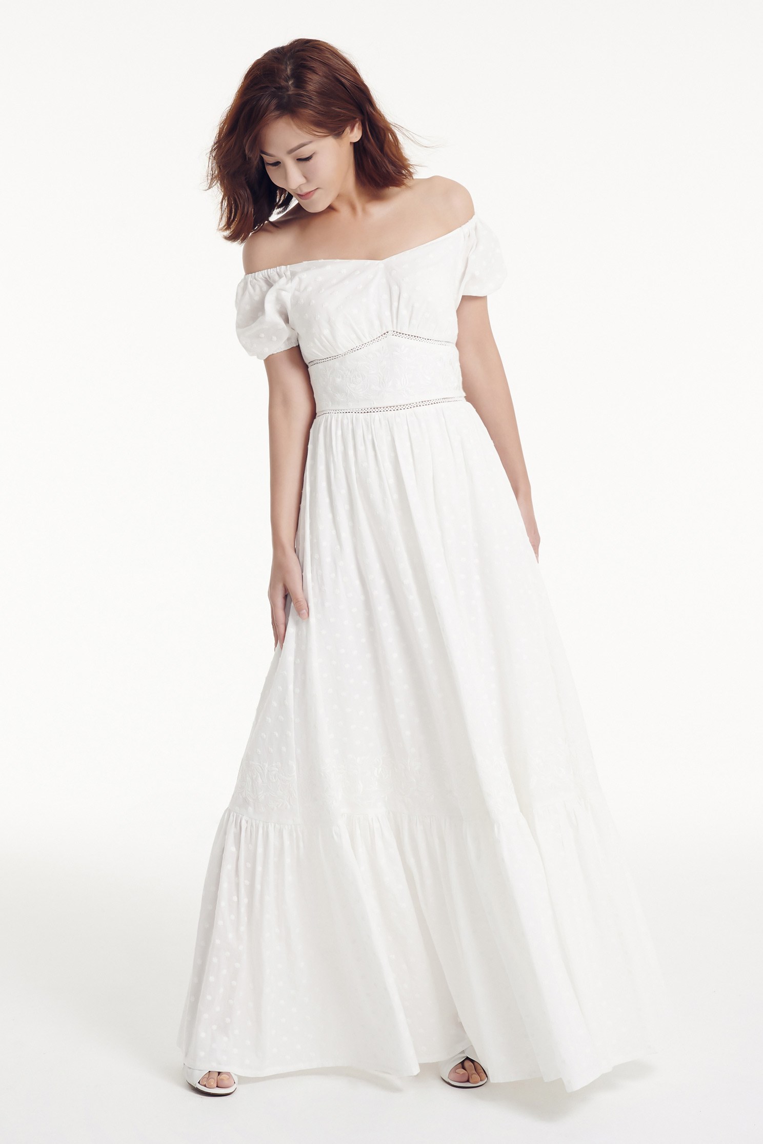 JACQUARD ruffle DRESS,dress,onlinelimitededition,longdress