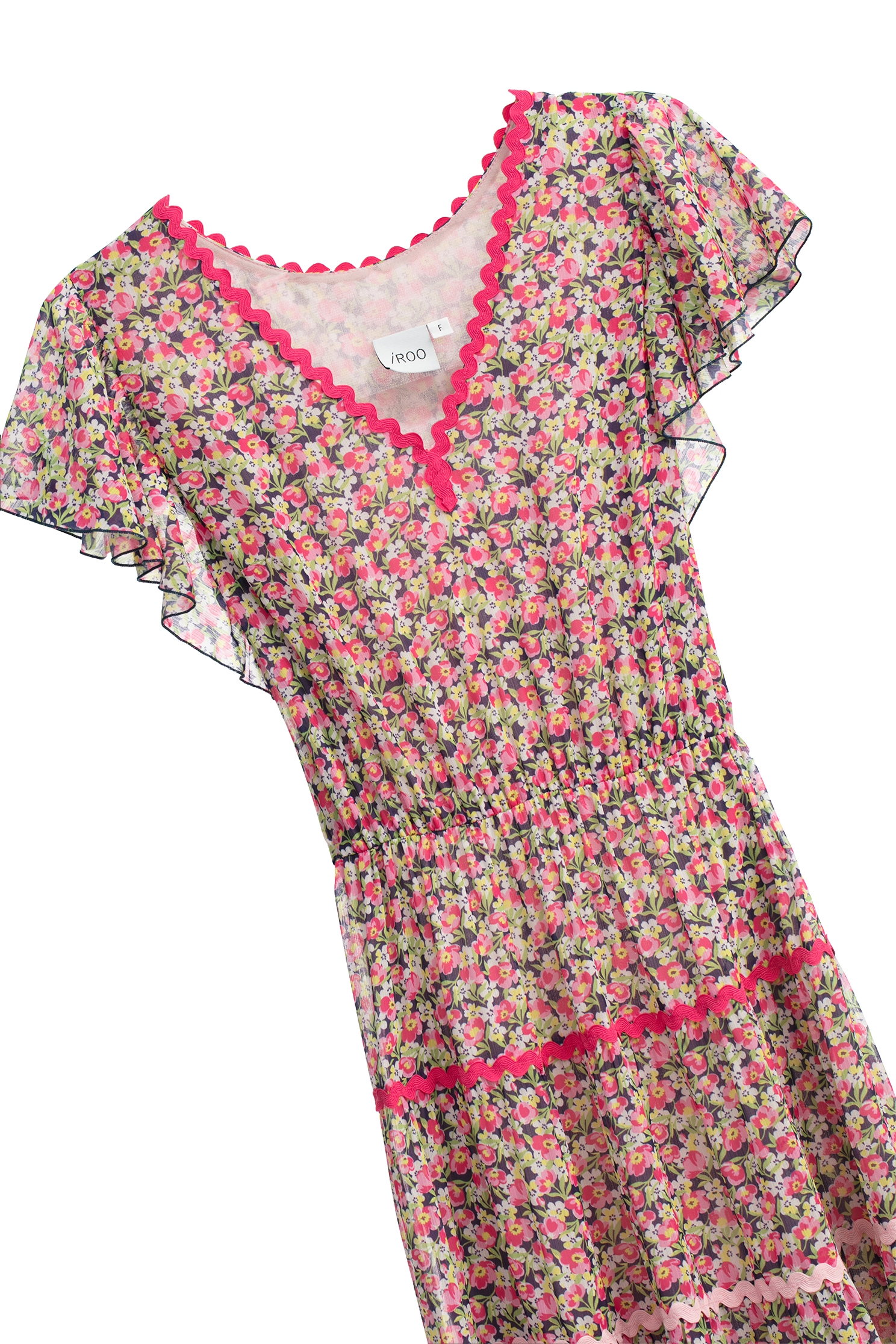 花菱草印花荷葉袖洋裝花菱草印花荷葉袖洋裝,一般洋裝,印花洋裝,小禮服,春夏穿搭,洋裝特輯,荷葉,雪紡,雪紡洋裝