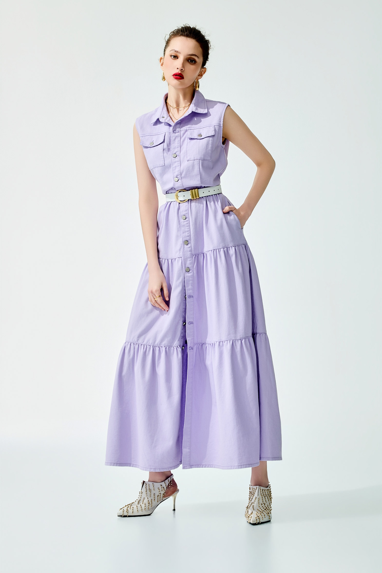 柔紫色渡假風牛仔洋裝柔紫色渡假風牛仔洋裝,一般洋裝,春夏穿搭,牛仔,牛仔,洋裝