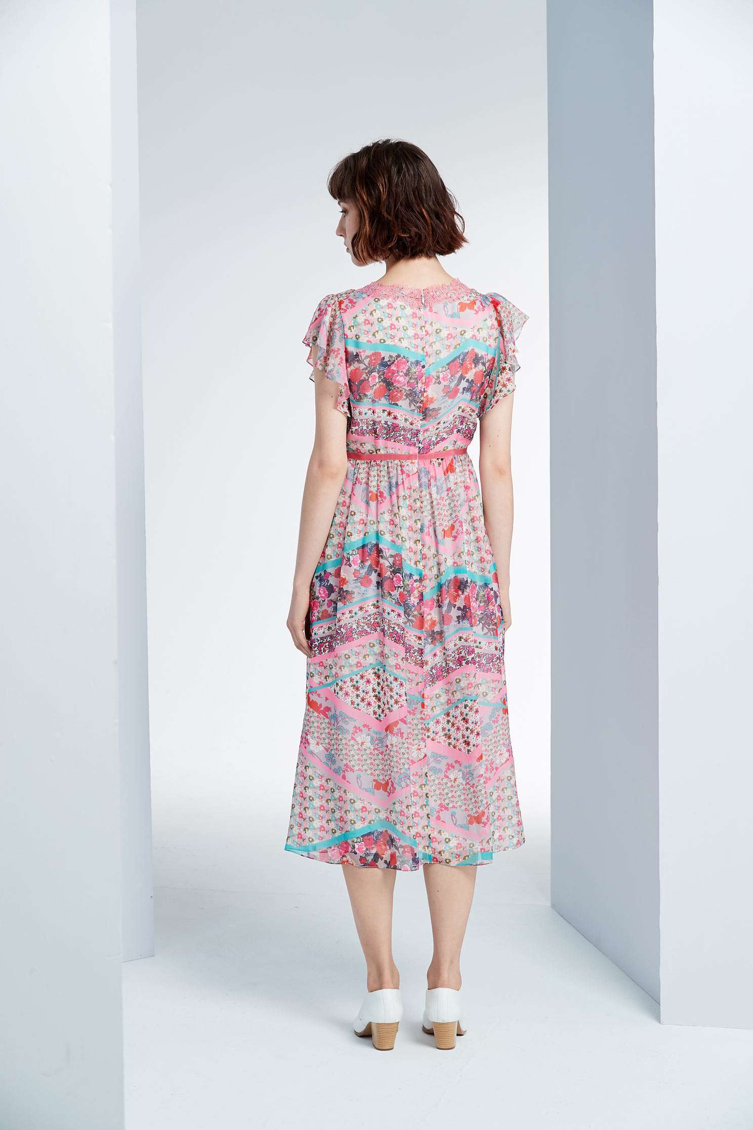 Elegant pattern dress,v-neckdress,printeddress,cocktaildress,sleevelessdress,shortsleevedress,chiffon,chiffondress