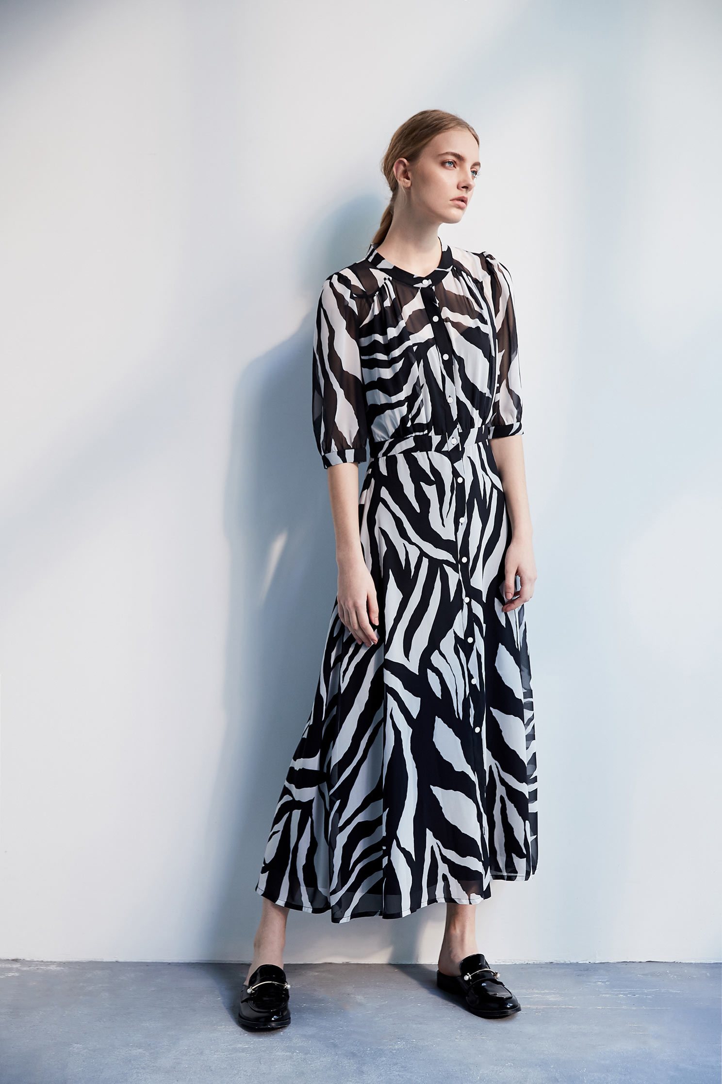Zebra stripe classic fashion dress,dress,cocktaildress,perspectivedress,chiffon,chiffondress