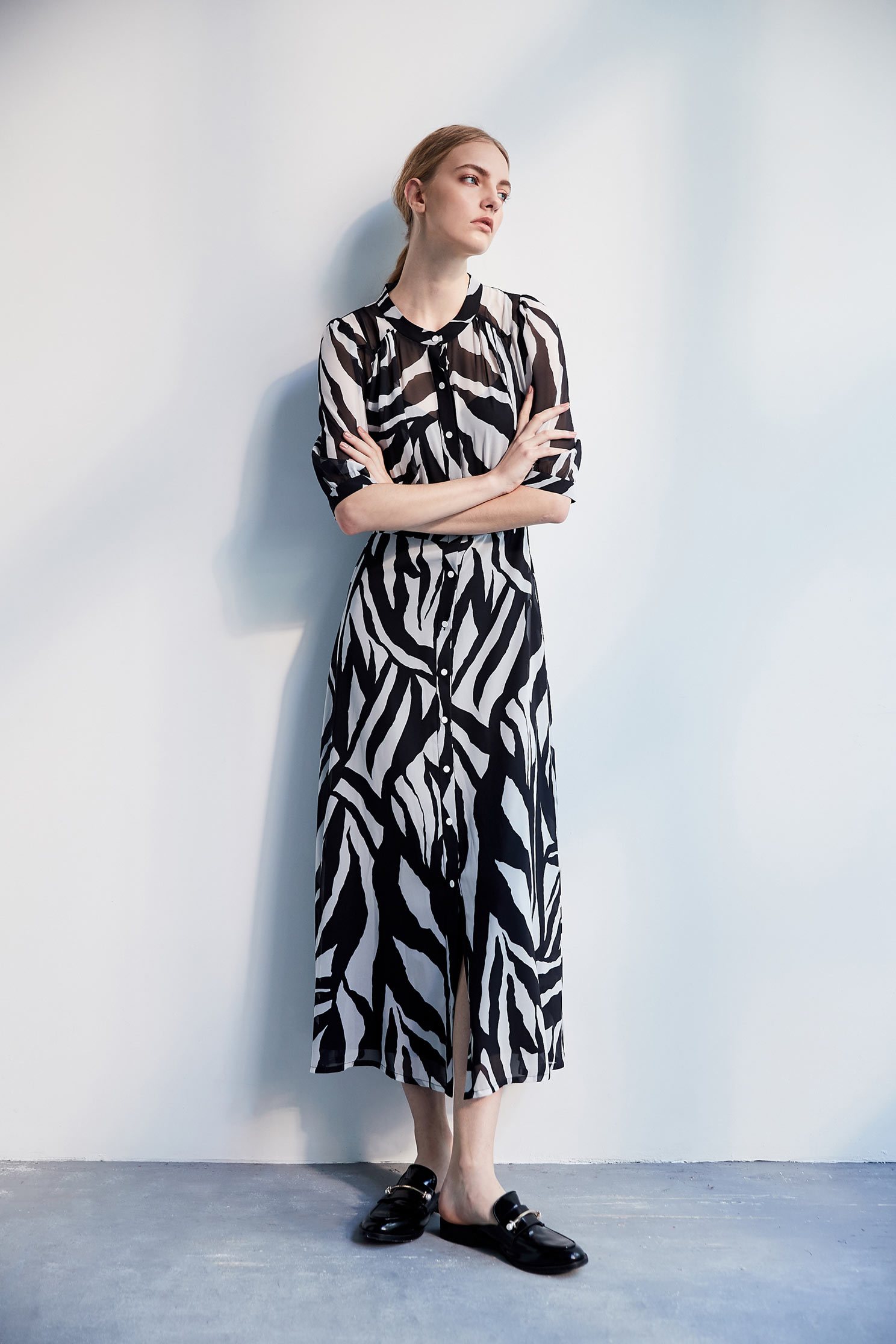 Zebra stripe classic fashion dress,dress,cocktaildress,perspectivedress,chiffon,chiffondress