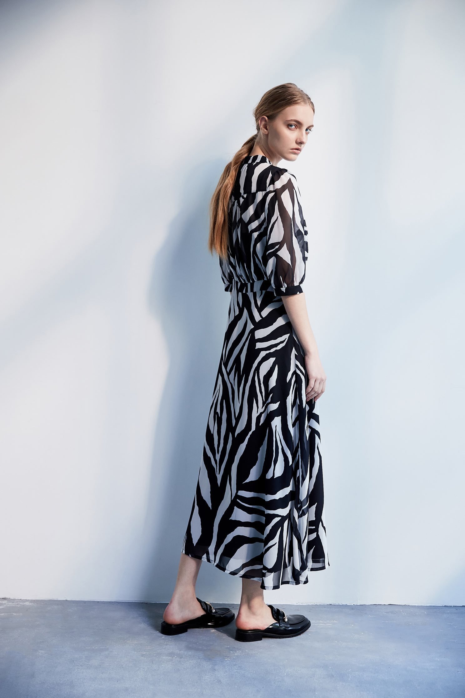 Zebra stripe classic fashion dress,dress,cocktaildress,perspectivedress,chiffon,chiffondress