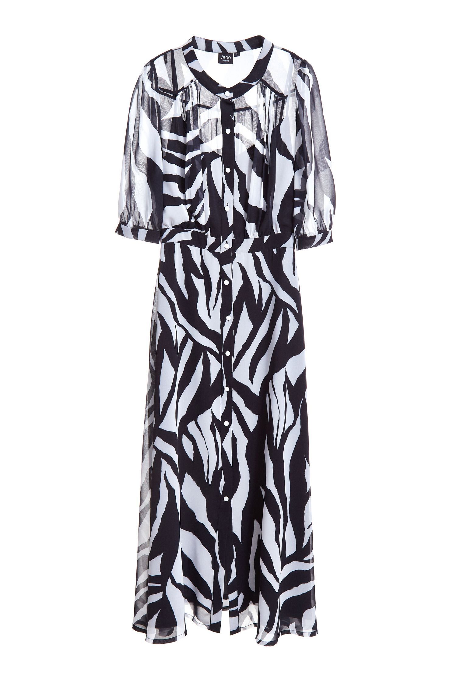 Zebra stripe classic fashion dress,dress,cocktaildress,perspectivedress,chiffon,chiffondress