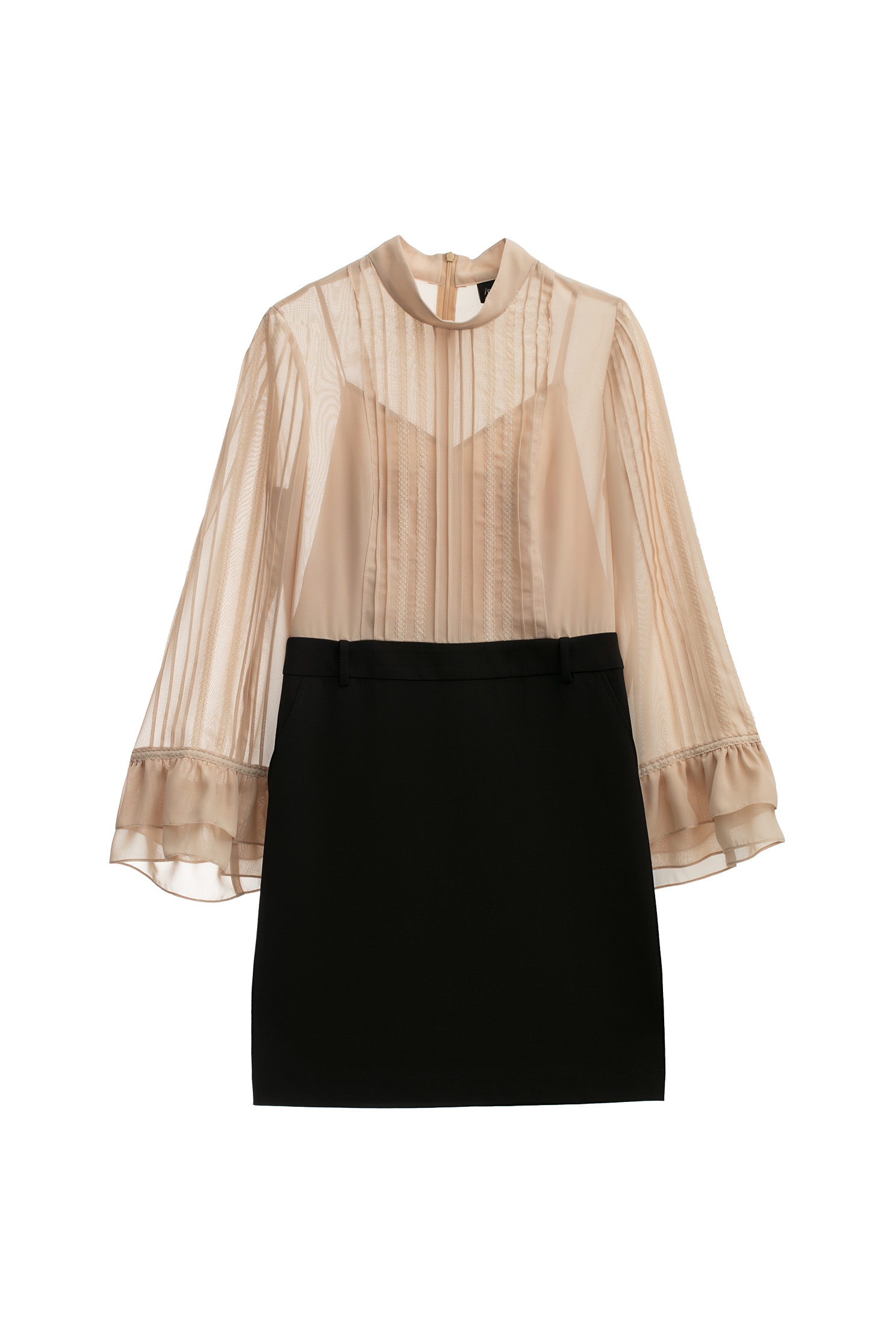 卡黑異材拼接小高領短洋裝卡黑異材拼接小高領短洋裝,一般洋裝,人氣商品,小禮服,洋裝特輯,秋冬穿搭,荷葉,長袖洋裝,雪紡,雪紡洋裝