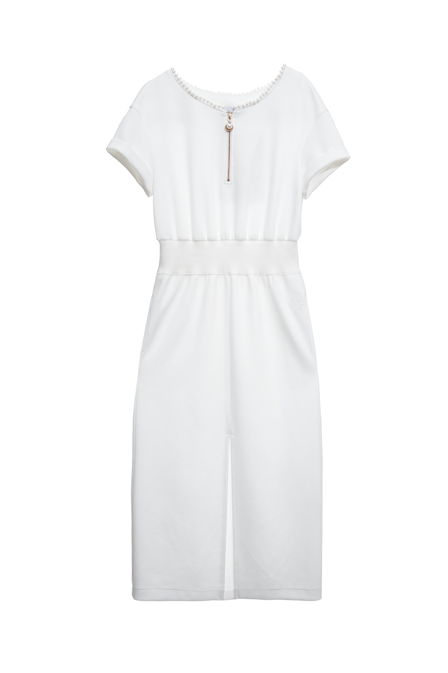 光學白渡假風收腰洋裝光學白渡假風收腰洋裝,一般洋裝,春夏穿搭,珍珠,白色洋裝