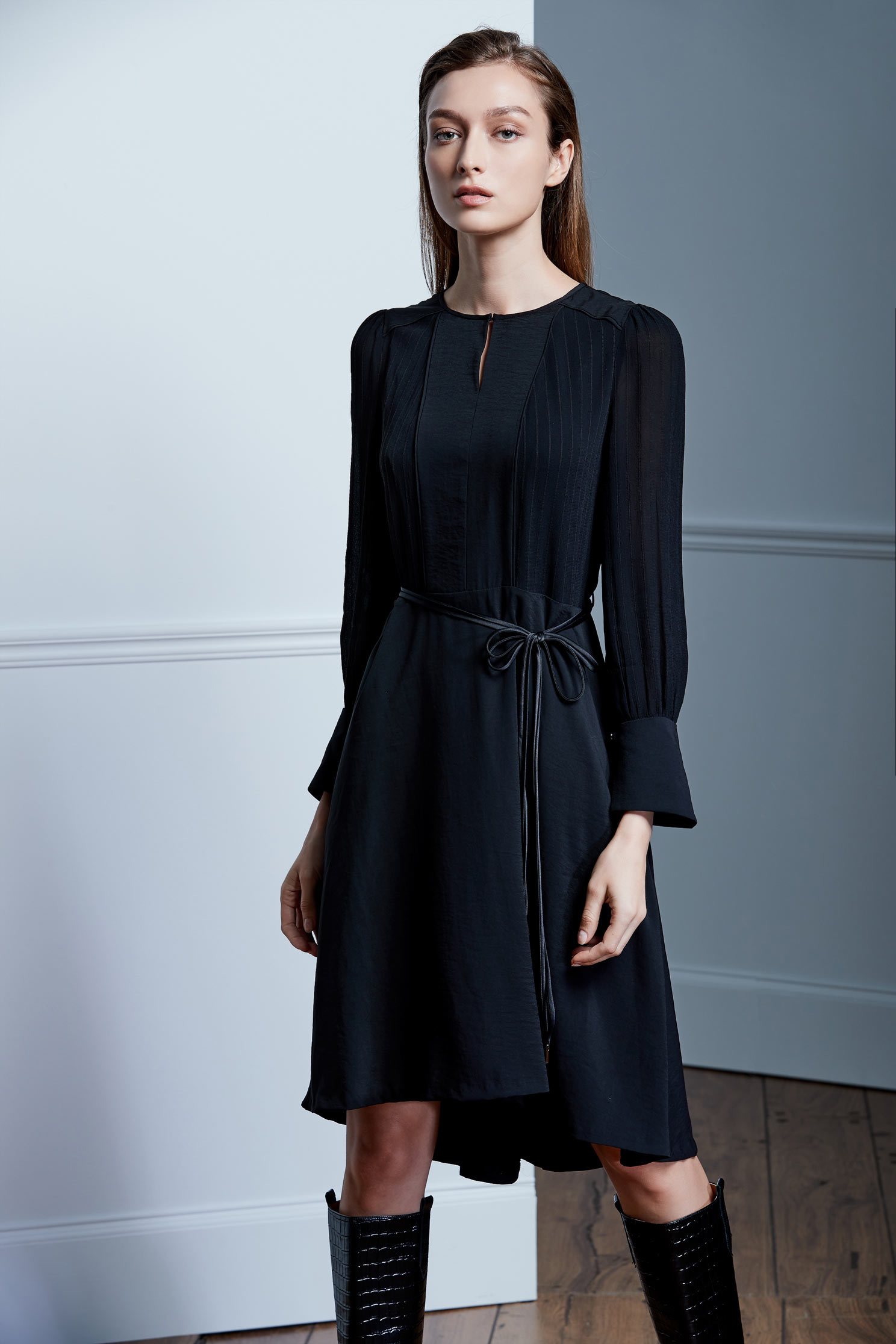 V neck dress,V-neck dress,Dress,Cocktail Dress,Valentine,長袖洋裝,Chiffon,Chiffon Dress,Black dress