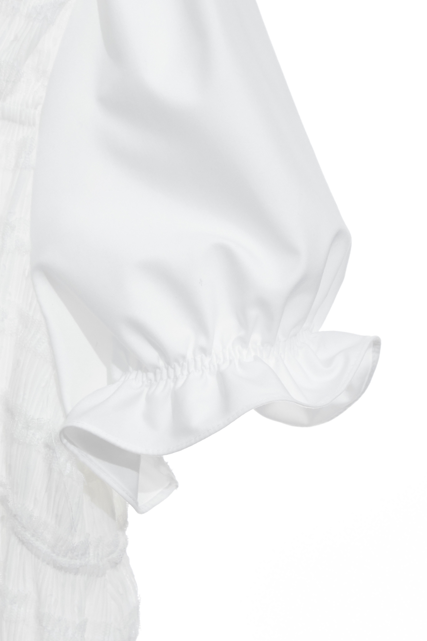 抽皺蕾射簍空花洋裝Pleated Detail Short Sleeve White Dress,一般洋裝,春夏穿搭,白色洋裝