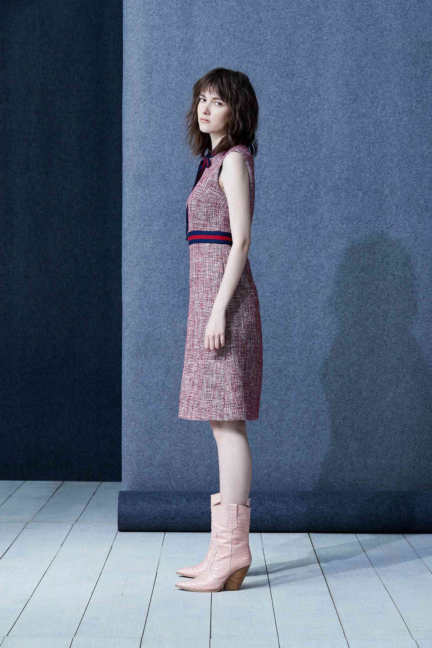 Blue/red wool dress,dress,casualdress,sleevelessdress