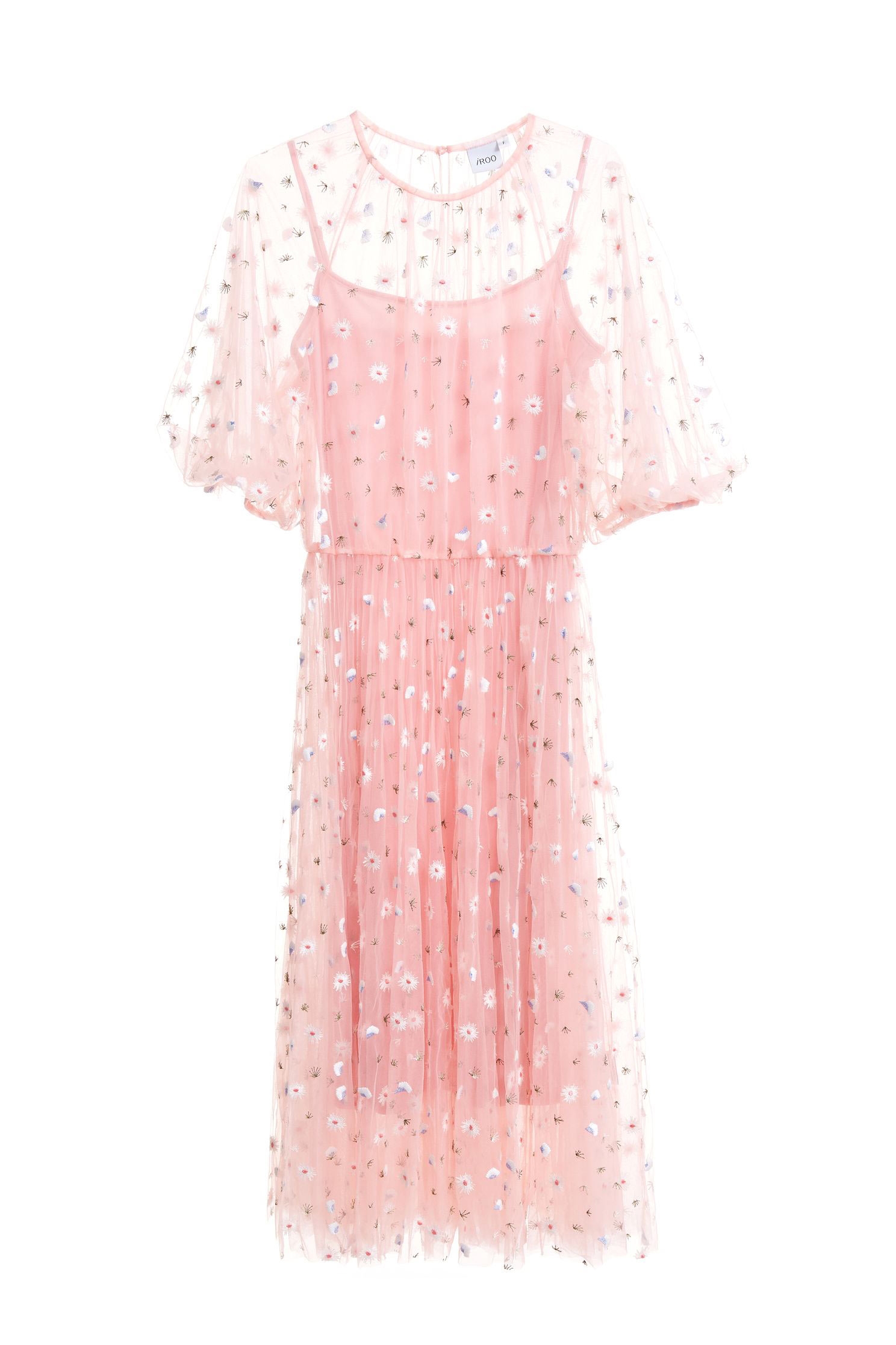 Embroidered breathable gauze dress,Dress,embroidery,刺繡洋裝,紗裙,Mesh,i-select,embroidered