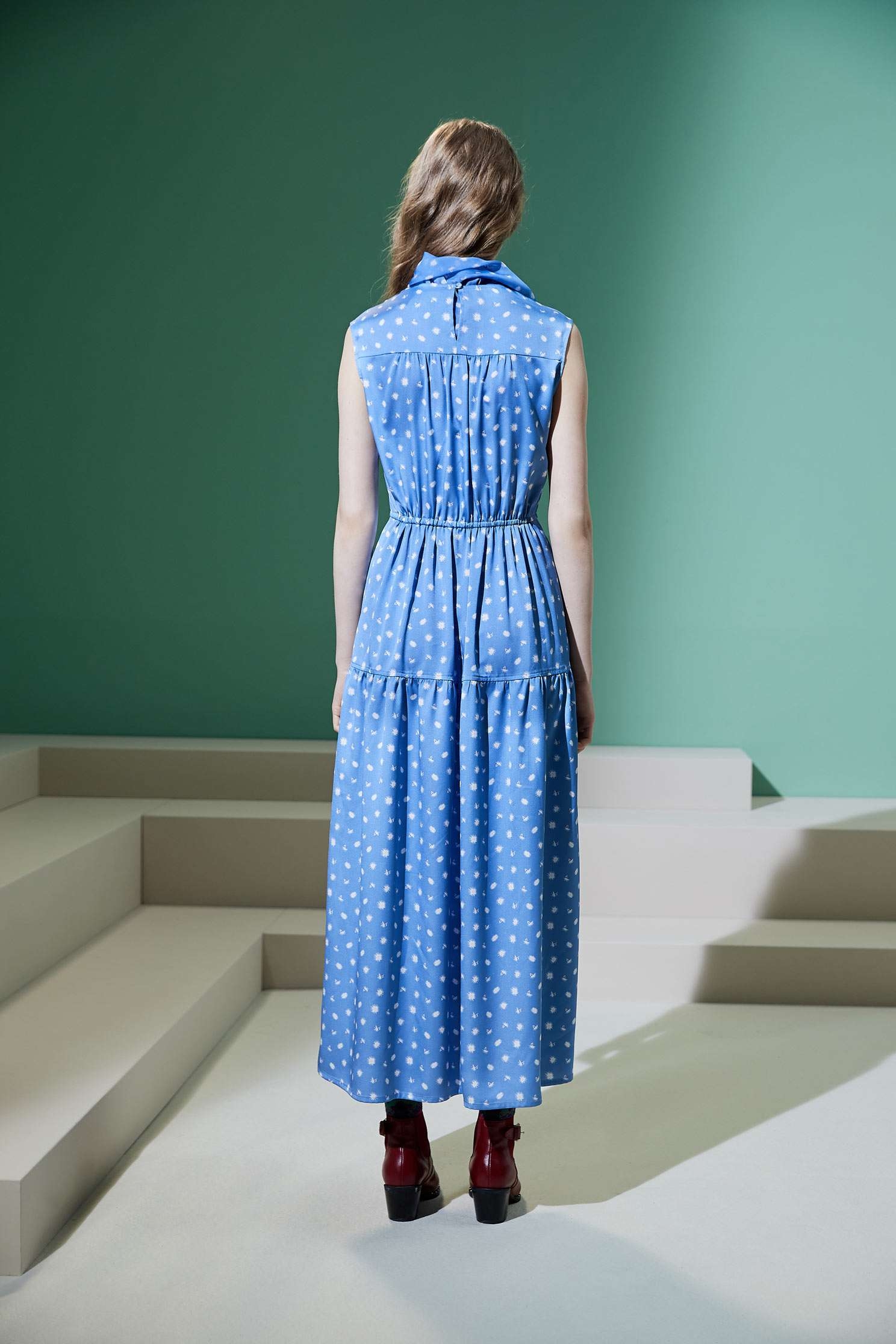 Flowy fashion dres,Pantone blue,Cocktail Dress,無袖洋裝
