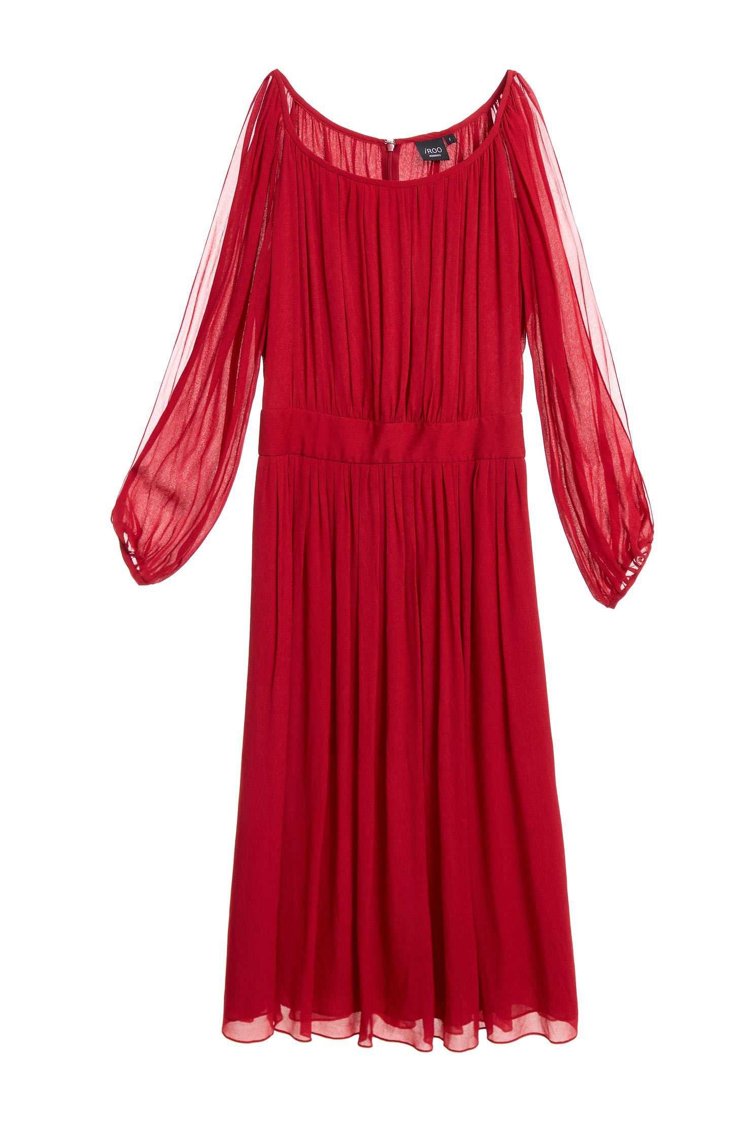Velvet-like chiffon dress,U-neck dress,Dress,Cocktail Dress,透膚洋裝,長袖洋裝,Chiffon,Chiffon Dress