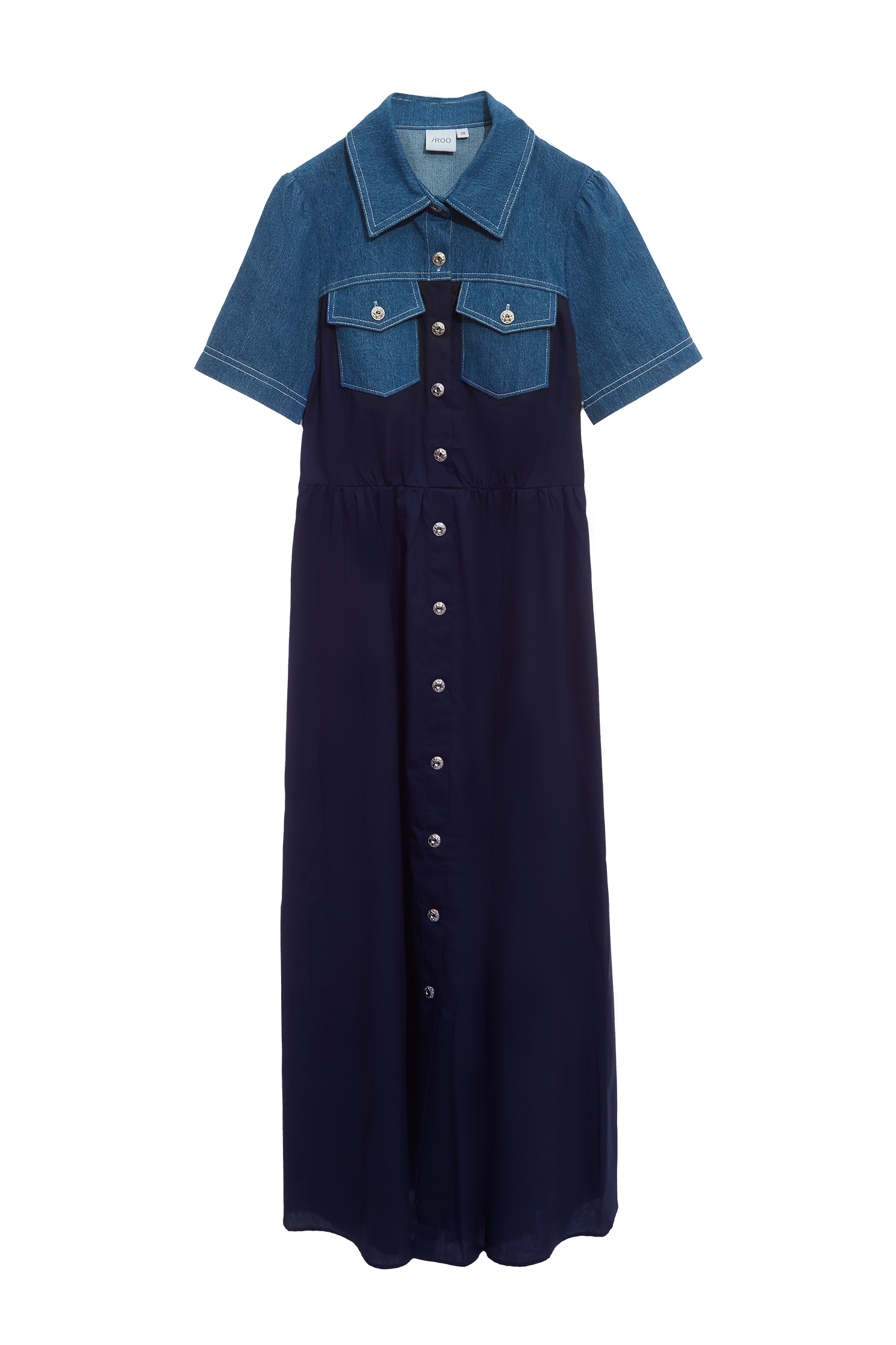 拼接牛仔休閒風洋裝拼接牛仔休閒風洋裝,一般洋裝,洋裝特輯,牛仔,短袖洋裝,秋冬穿搭