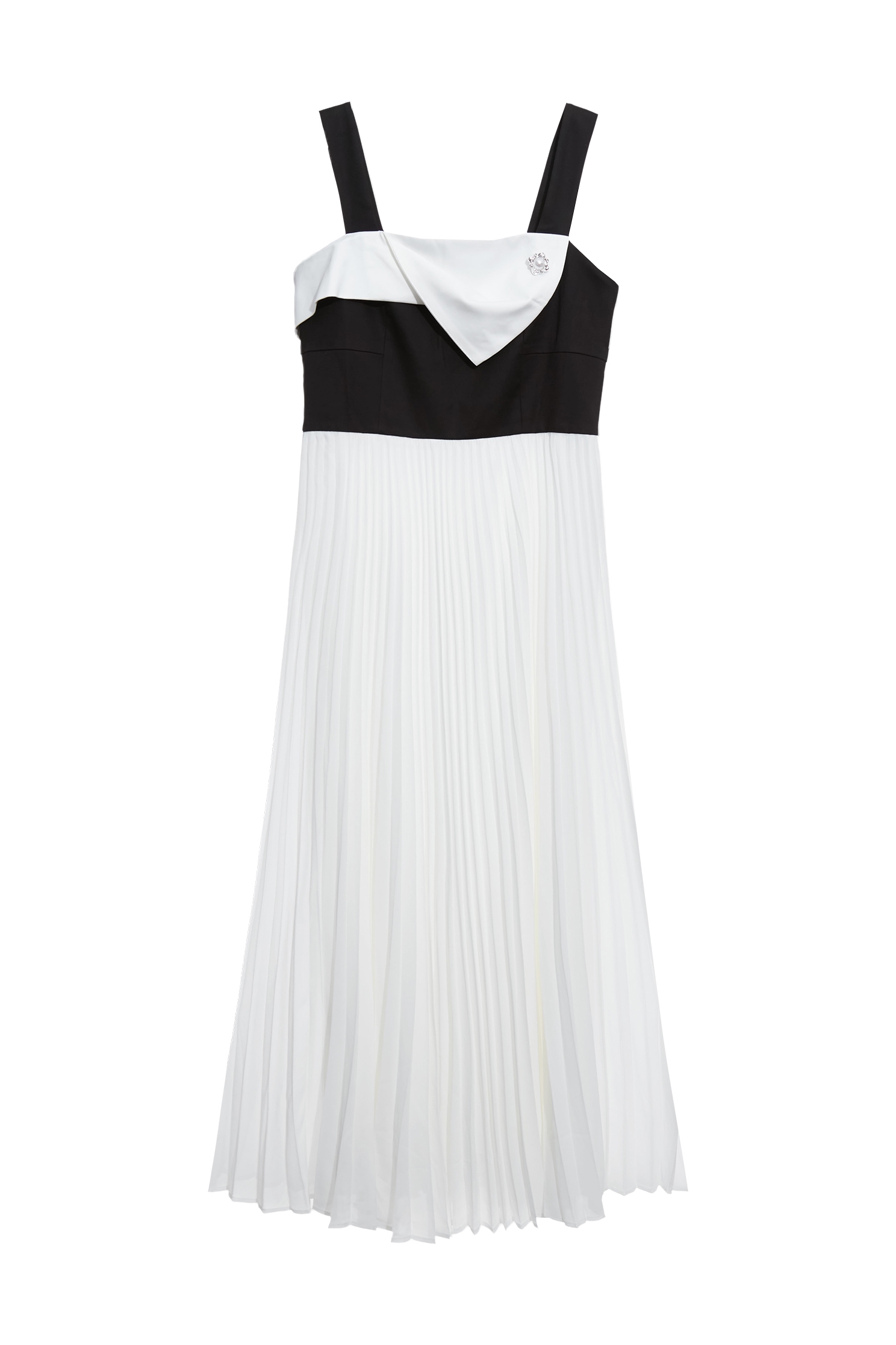 女神式黑白拼接壓摺長洋女神式黑白拼接壓摺長洋,一般洋裝,人氣商品,洋裝特輯,珍珠,秋冬穿搭,雪紡