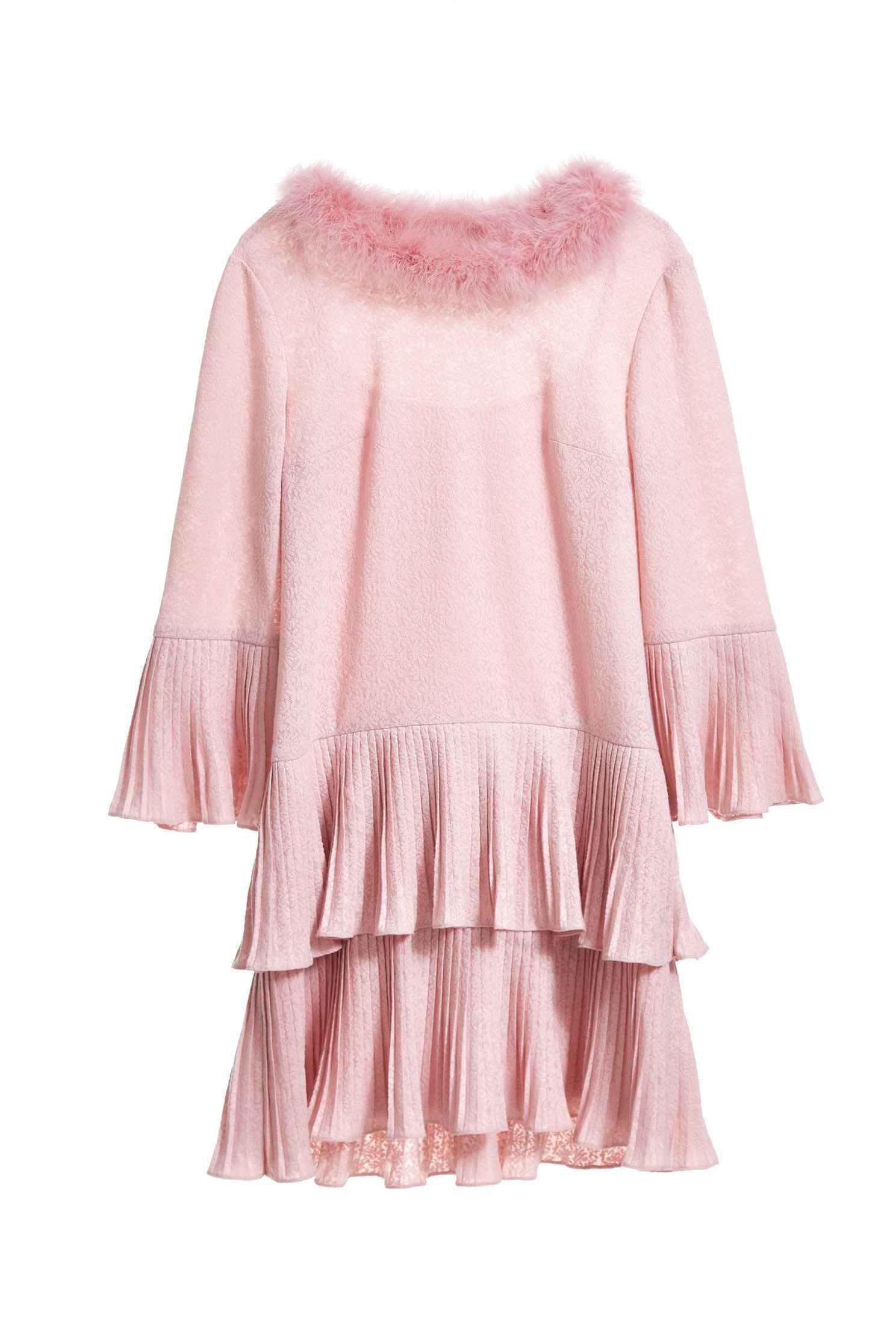 Dress with fleece at the neckline,cocktaildress,longsleevedress