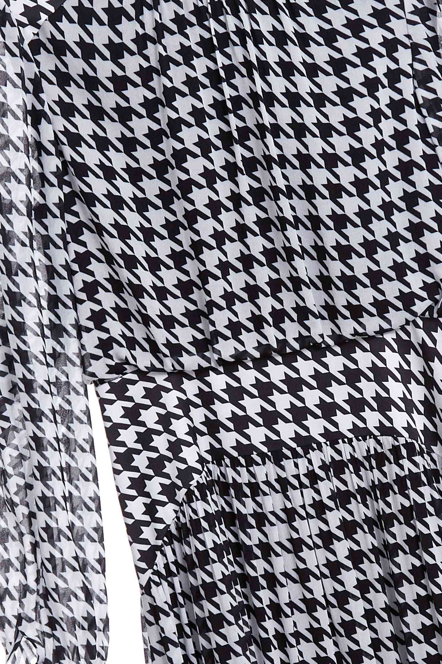 Houndstooth mixing dress,dress,cocktaildress,i-select,longsleevedress,chiffon,chiffondress