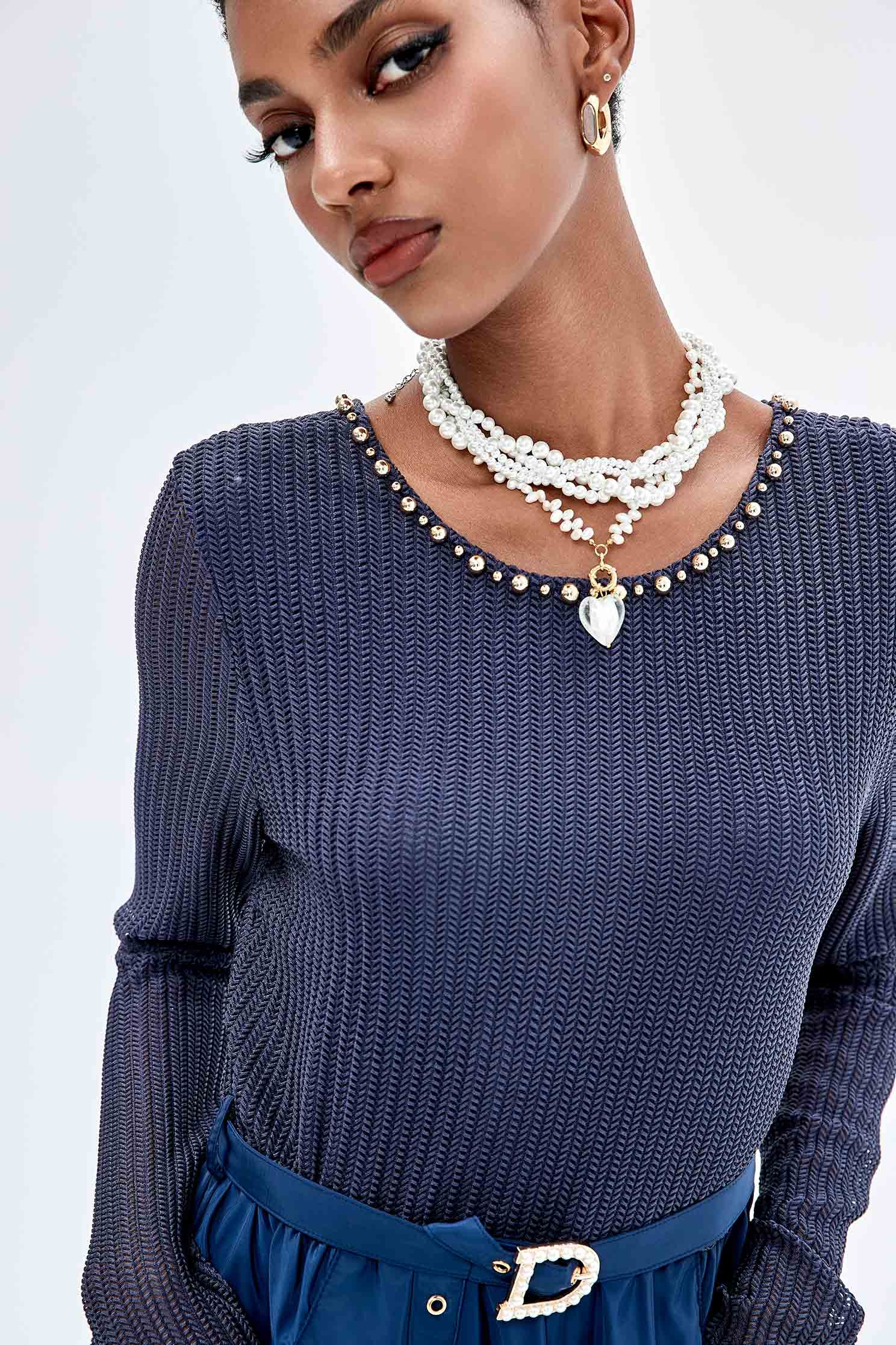 大洋藍異材質拼接洋裝大洋藍異材質拼接洋裝,一般洋裝,春夏穿搭,洋裝特輯,腰帶,長袖洋裝