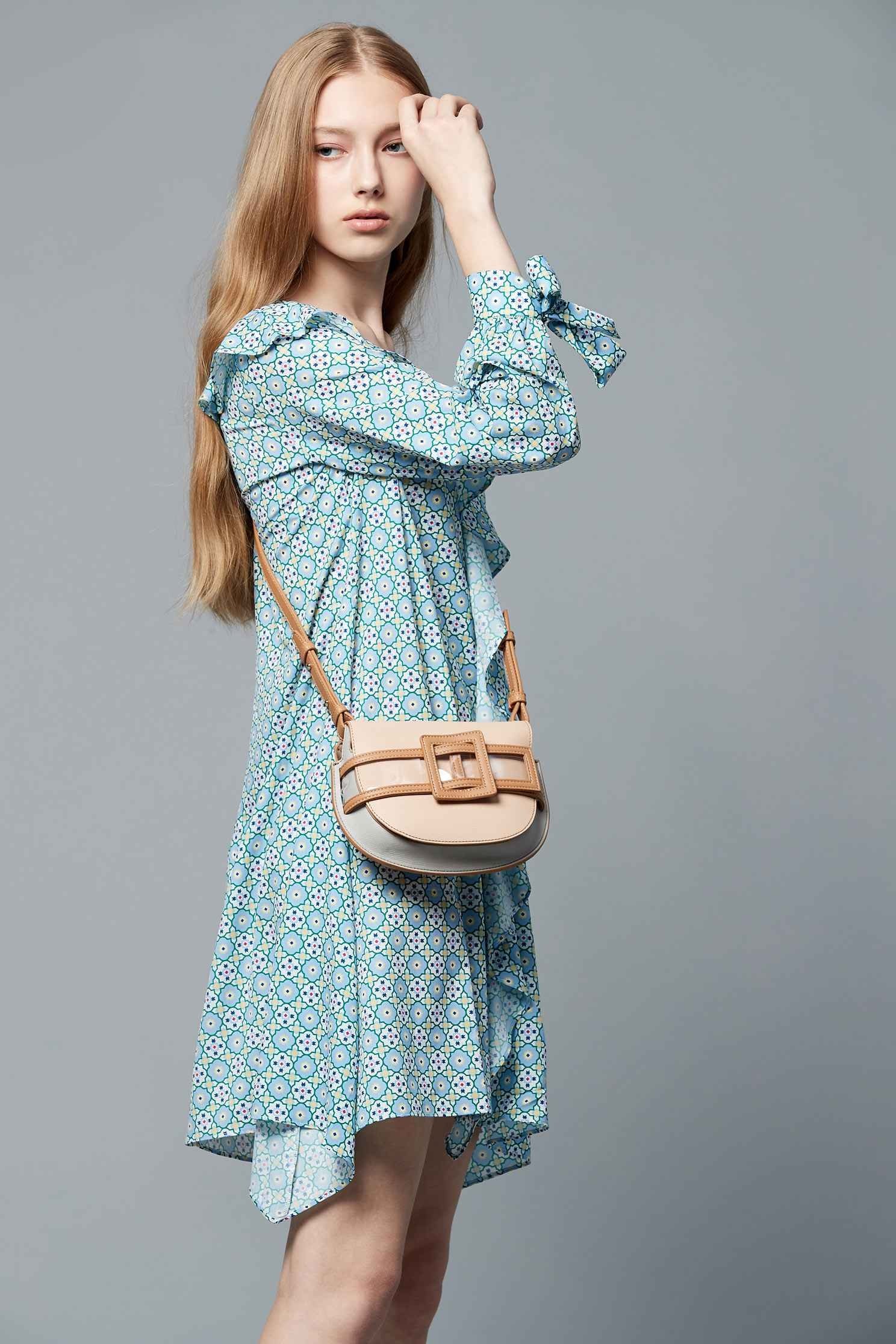 Vintage dot dress,v-neckdress,printeddress,longsleevedress