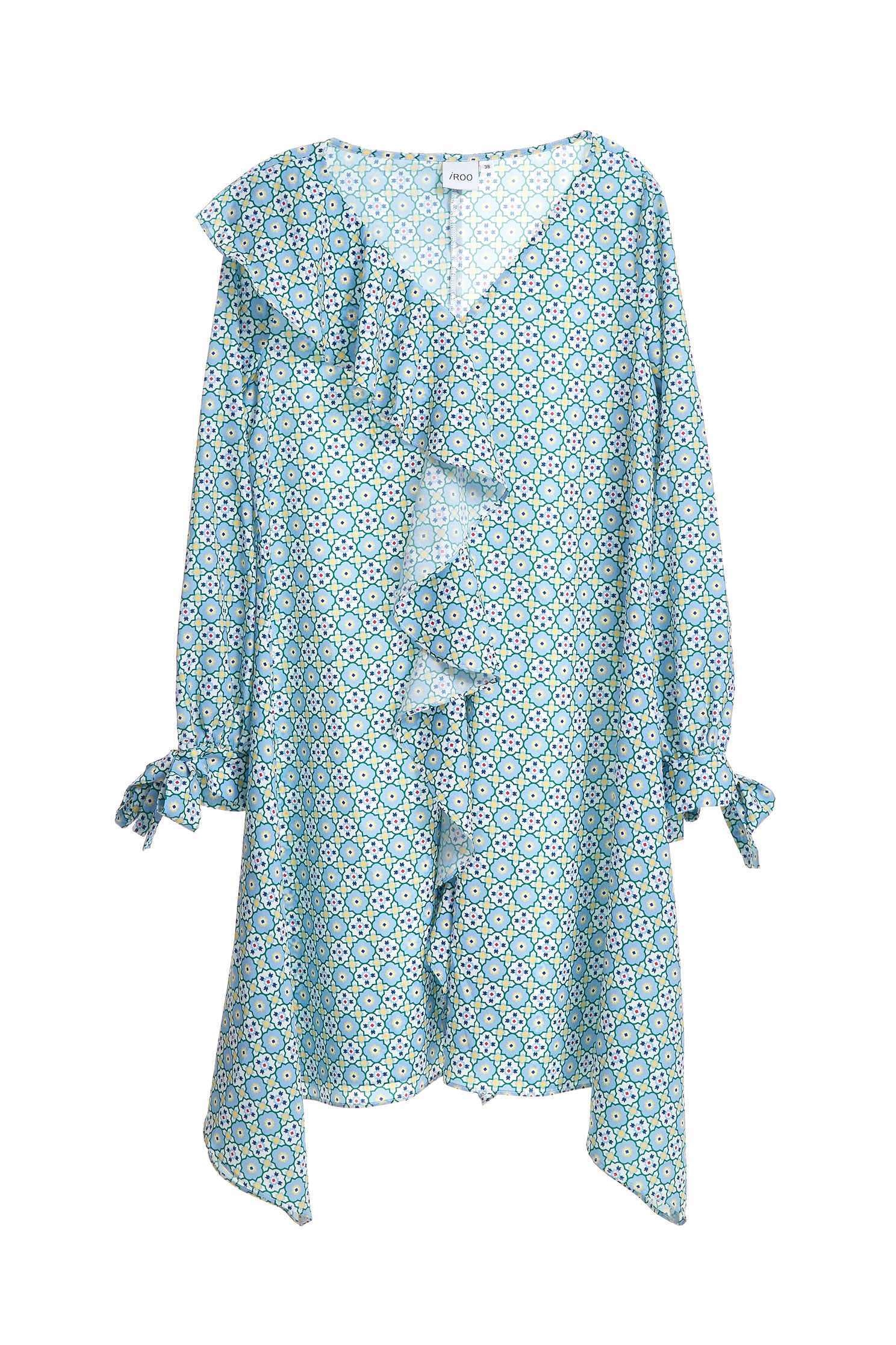 Vintage dot dress,v-neckdress,printeddress,longsleevedress