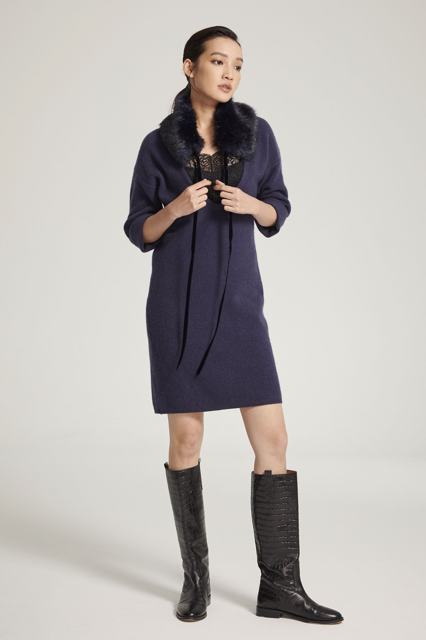 Two-piece V-neck knitted dress,V-neck dress,Dress,Cocktail Dress,Pure wool,Lace,Lace Dress,Fairlsle life,knitting,Knitted Dress