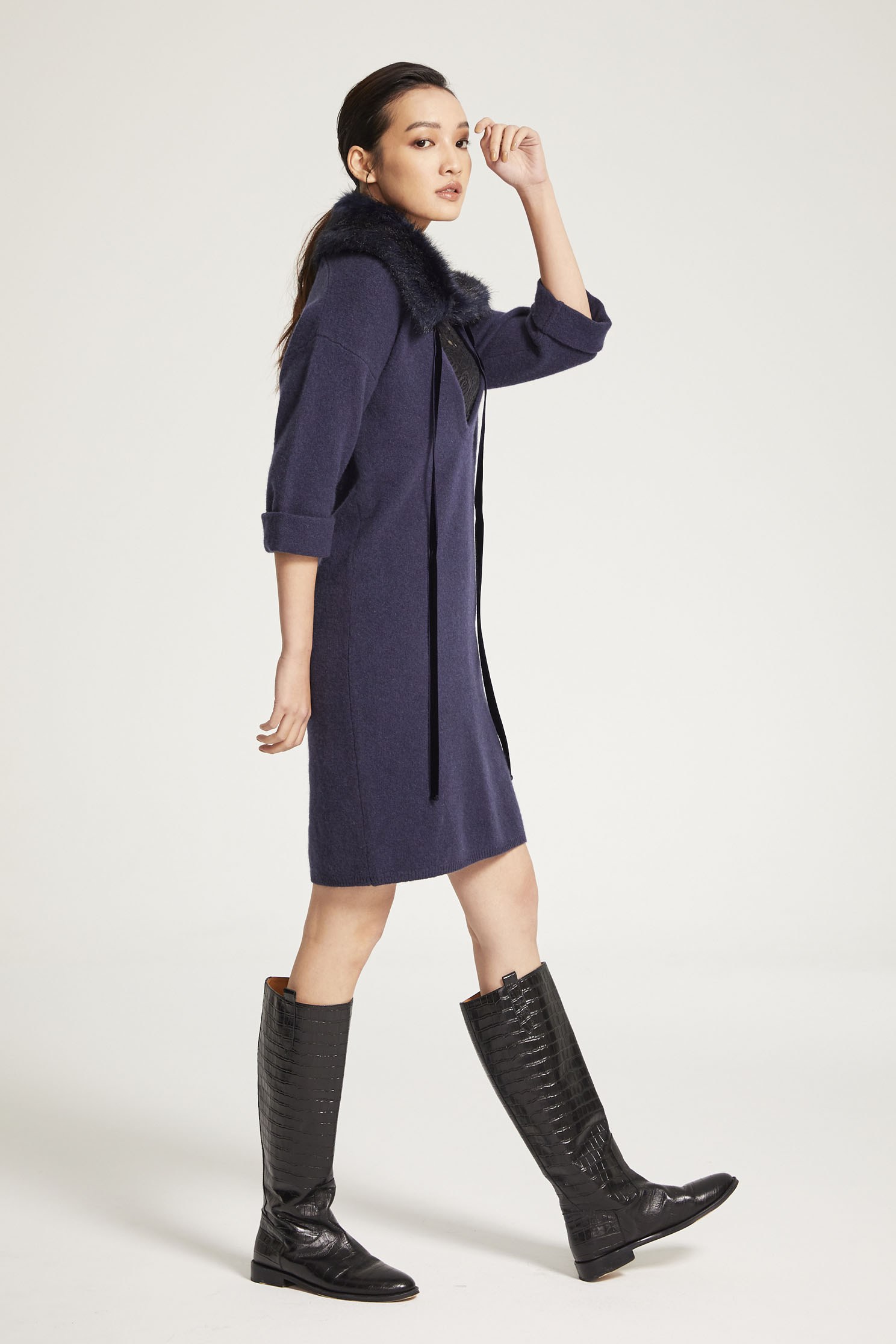 Two-piece V-neck knitted dress,V-neck dress,Dress,Cocktail Dress,Pure wool,Lace,Lace Dress,Fairlsle life,knitting,Knitted Dress