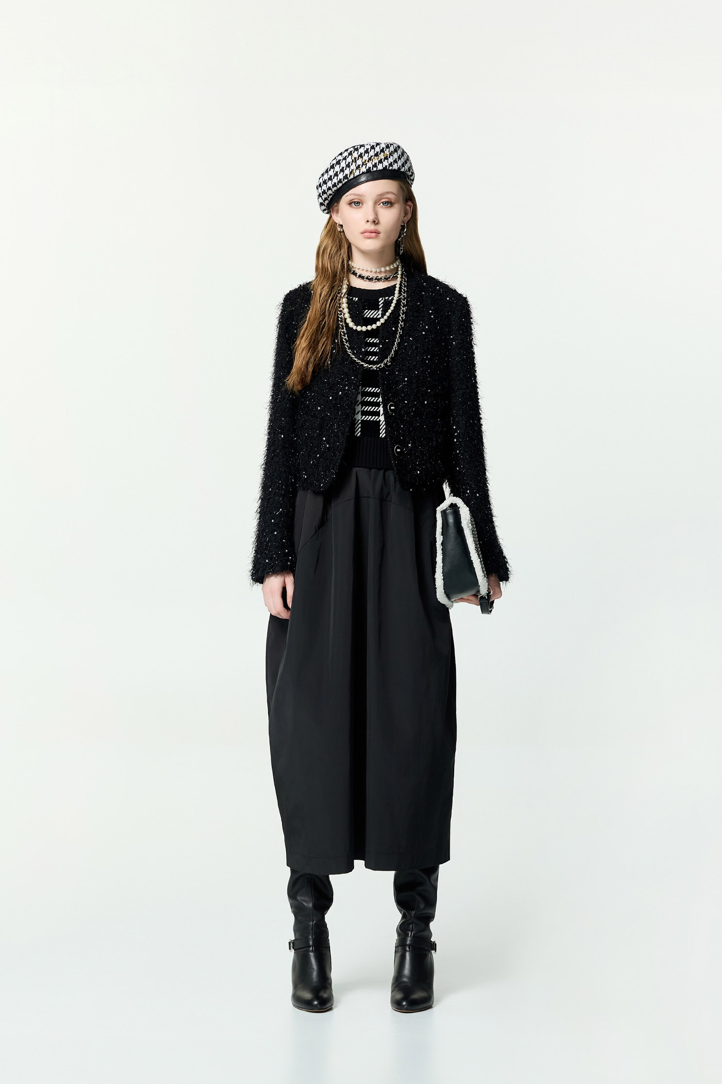 格紋針織拼接洋裝格紋針織拼接洋裝,一般洋裝,小禮服,格紋,洋裝特輯,無袖洋裝,短袖洋裝,秋冬穿搭,背心,針織,針織洋裝,針織背心,黑色洋裝