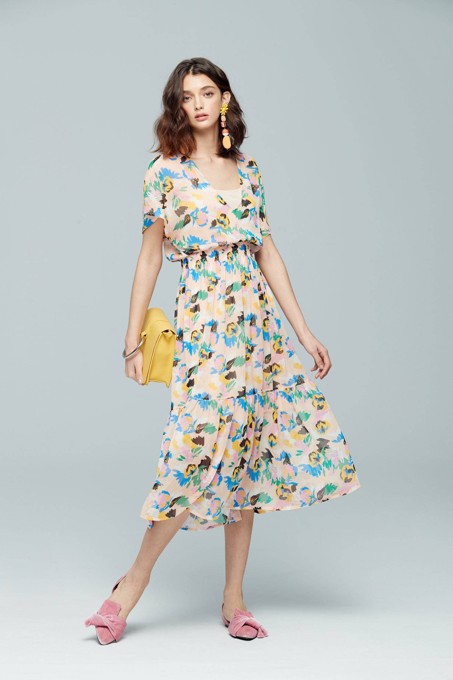 Floral chiffon dress,v-neckdress,cocktaildress,shortsleevedress,chiffon,chiffondress
