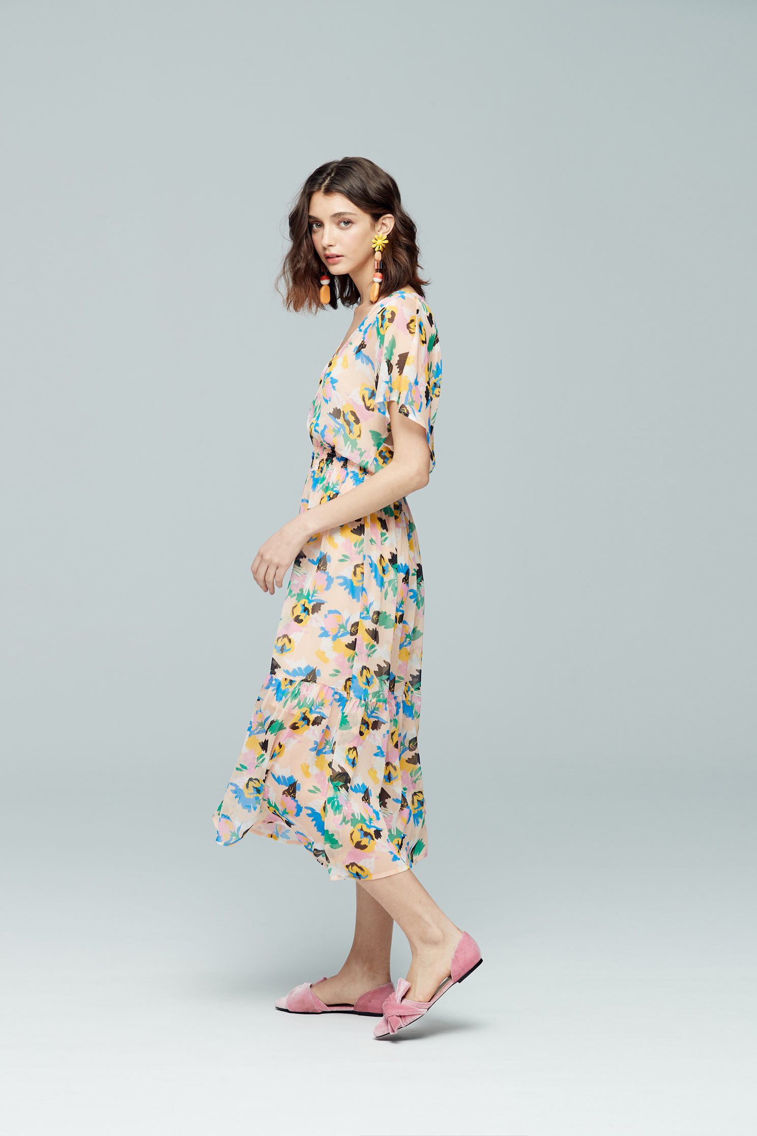Floral chiffon dress,v-neckdress,cocktaildress,shortsleevedress,chiffon,chiffondress