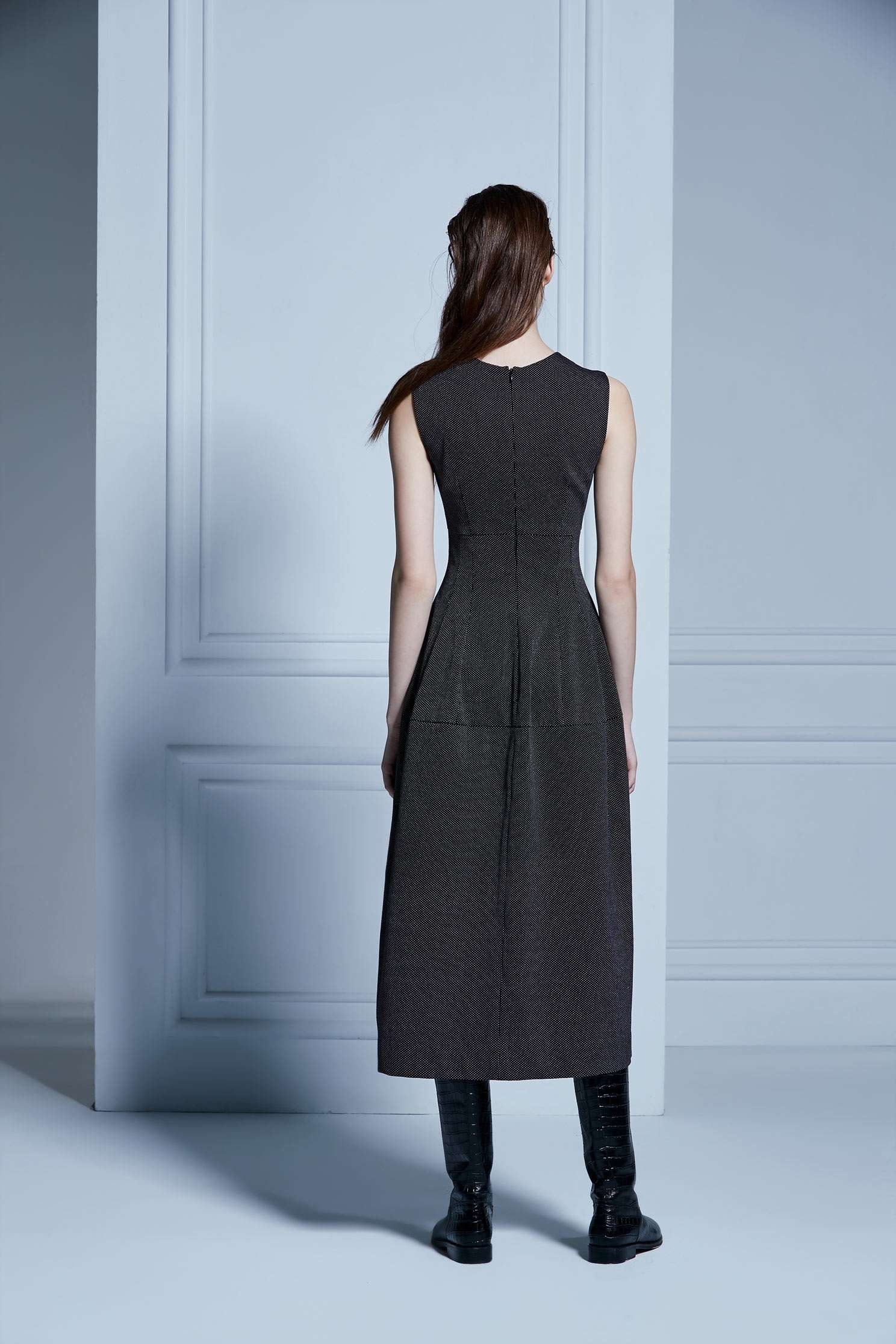 Dot sleeveless dress,dress,sleevelessdress,valentine,blackdress