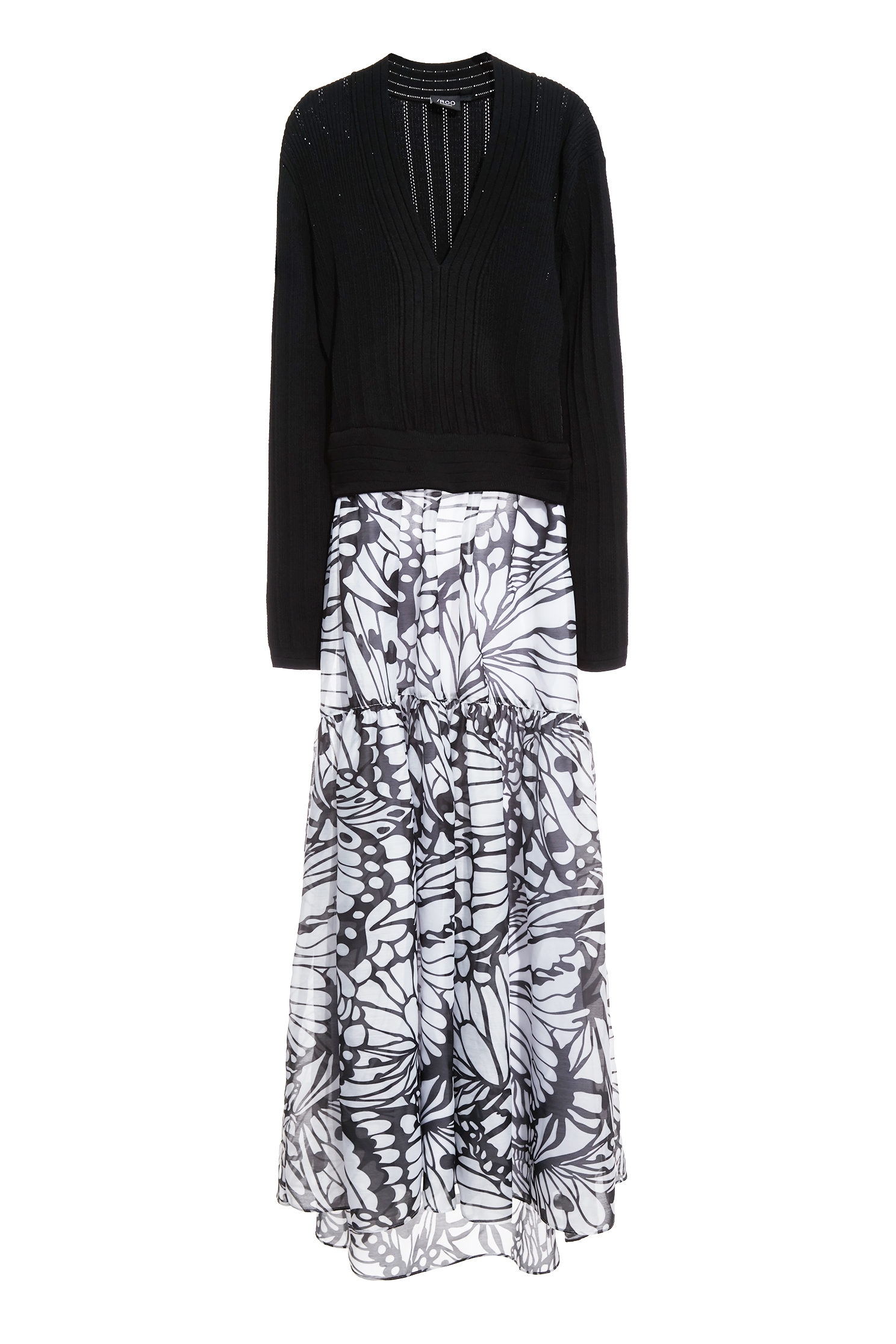 蝴蝶圖騰拼接針織洋裝蝴蝶圖騰拼接針織洋裝,一般洋裝,上班OL穿搭,小禮服,洋裝特輯,秋冬穿搭,約會特輯,針織,針織洋裝,長袖洋裝