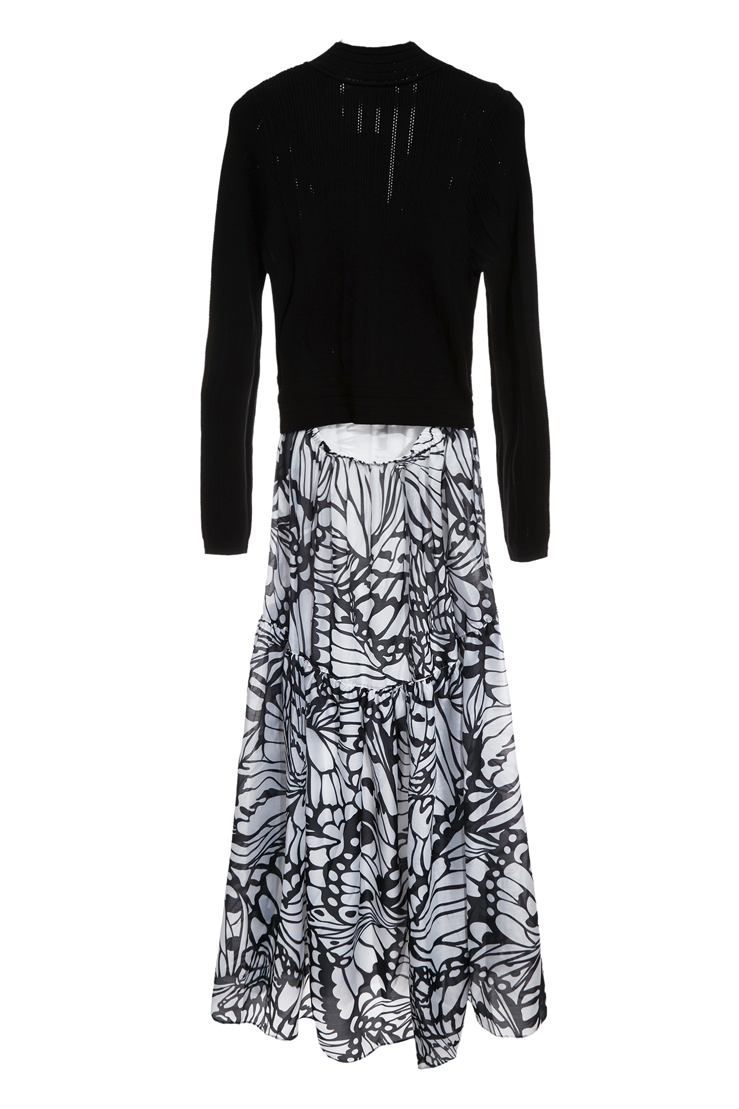 蝴蝶圖騰拼接針織洋裝蝴蝶圖騰拼接針織洋裝,一般洋裝,上班OL穿搭,小禮服,洋裝特輯,秋冬穿搭,約會特輯,針織,針織洋裝,長袖洋裝