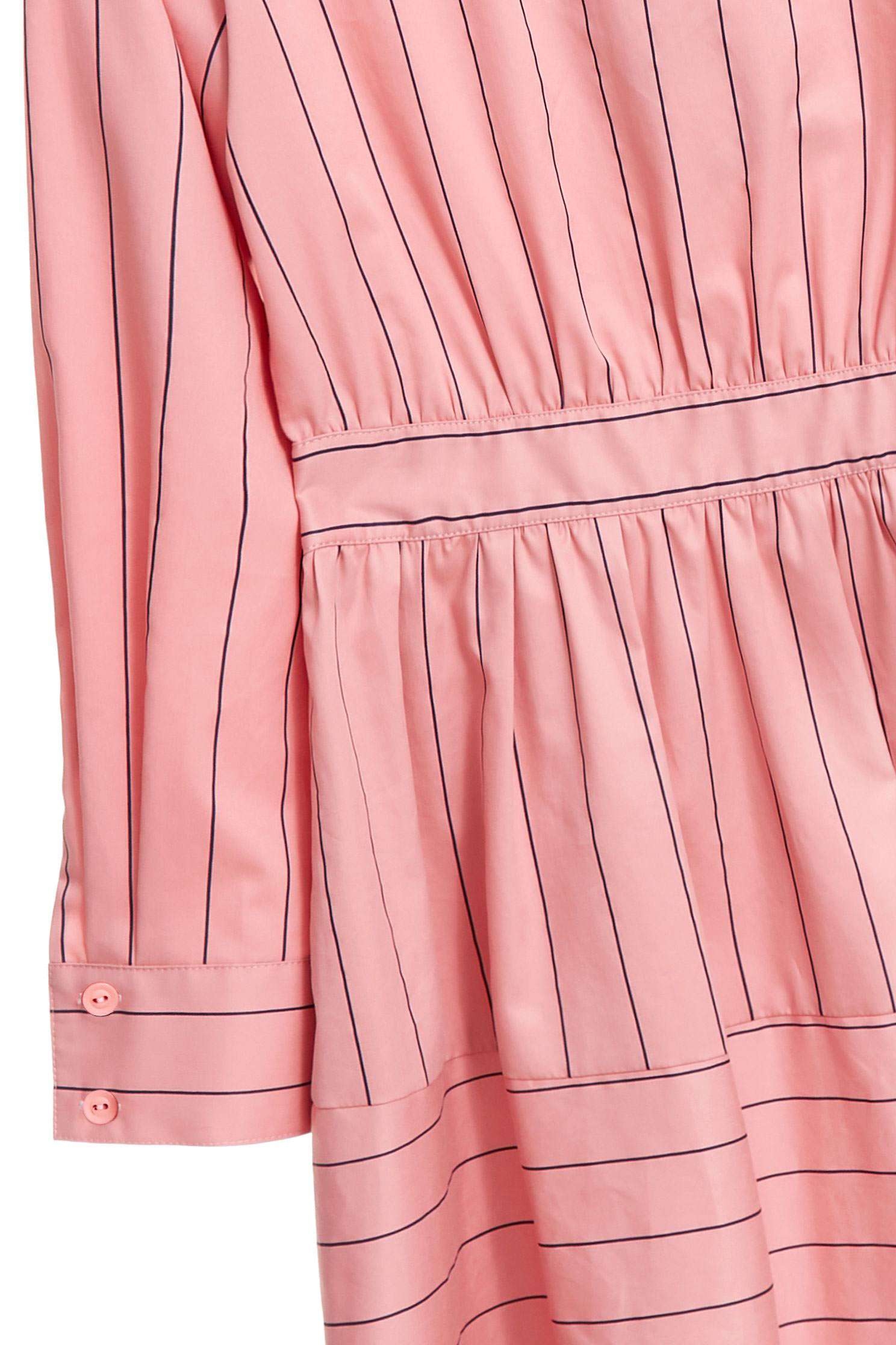 Striped large lapel long-sleeved dress,dress,valentine,i-select,onepiecedress,longsleevedress