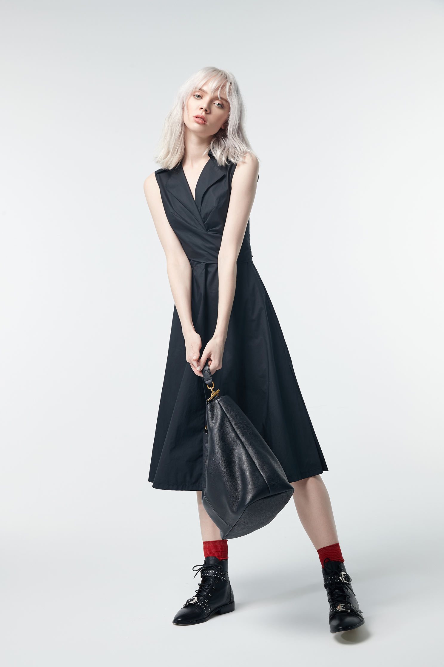 Front Cross dress,dress,sleevelessdress,valentine,i-select,onepiecedress,longdress,blackdress
