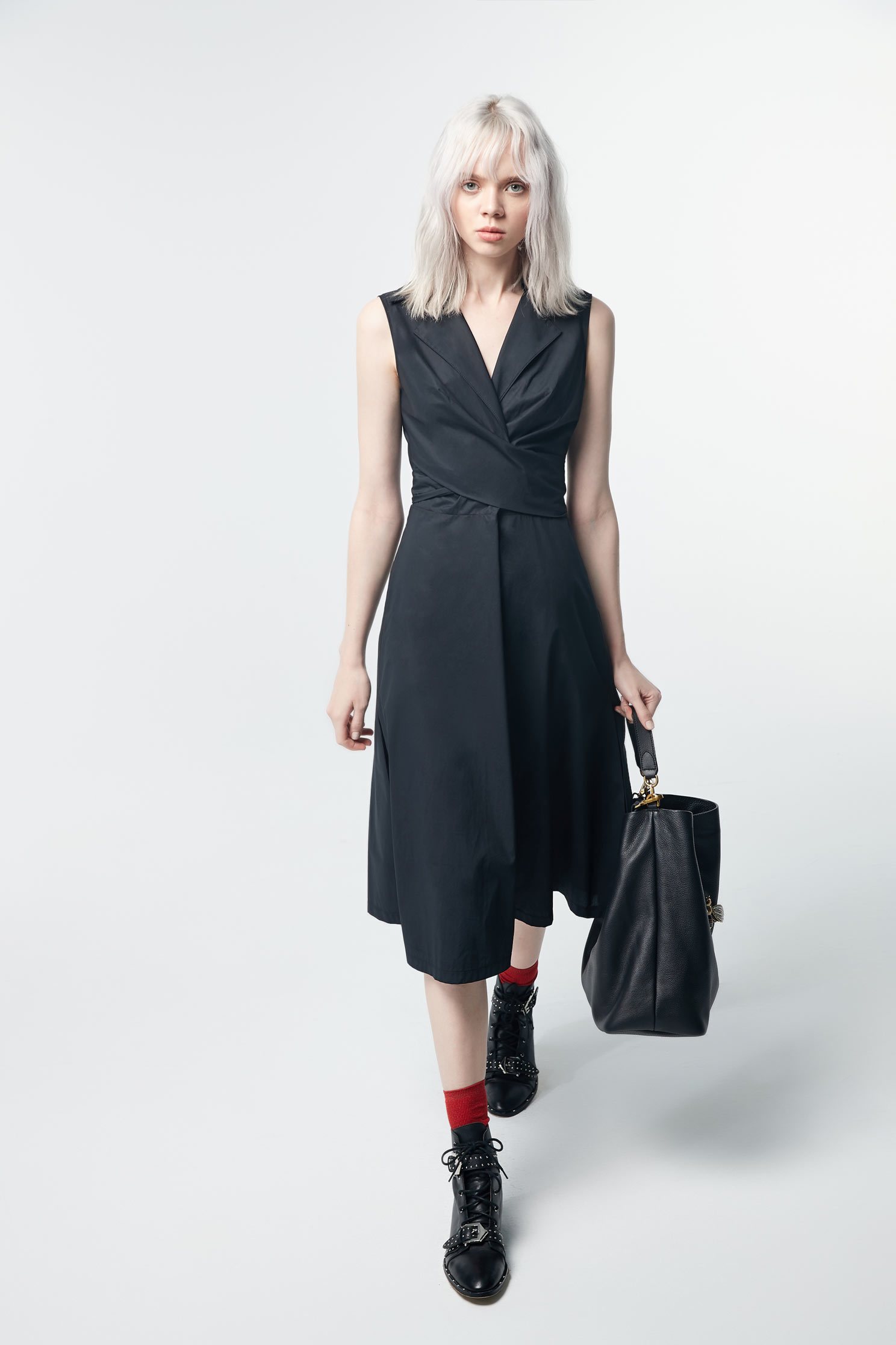 Front Cross dress,dress,sleevelessdress,valentine,i-select,onepiecedress,longdress,blackdress